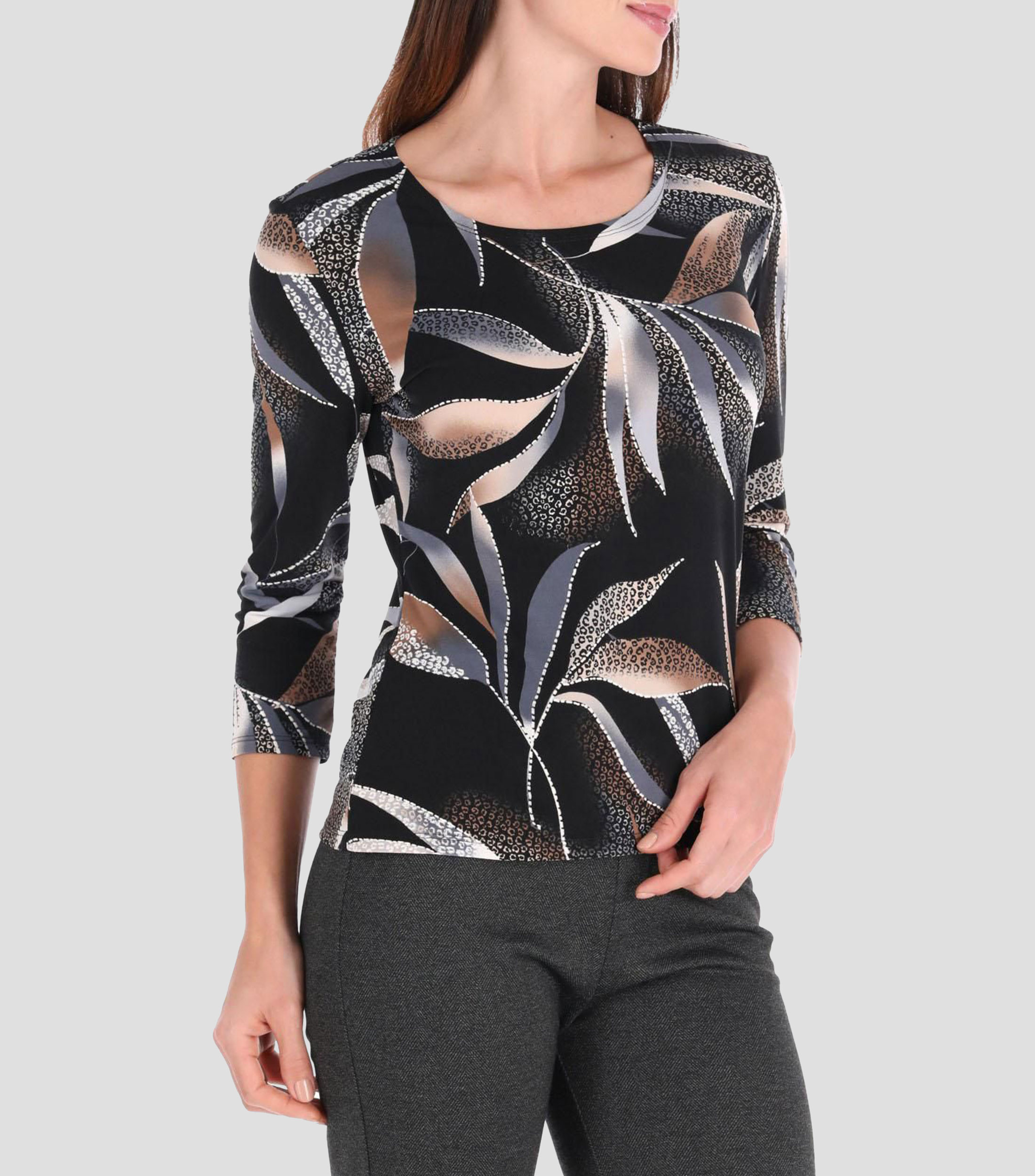 Blusa estampada manga 3/4 Mujer