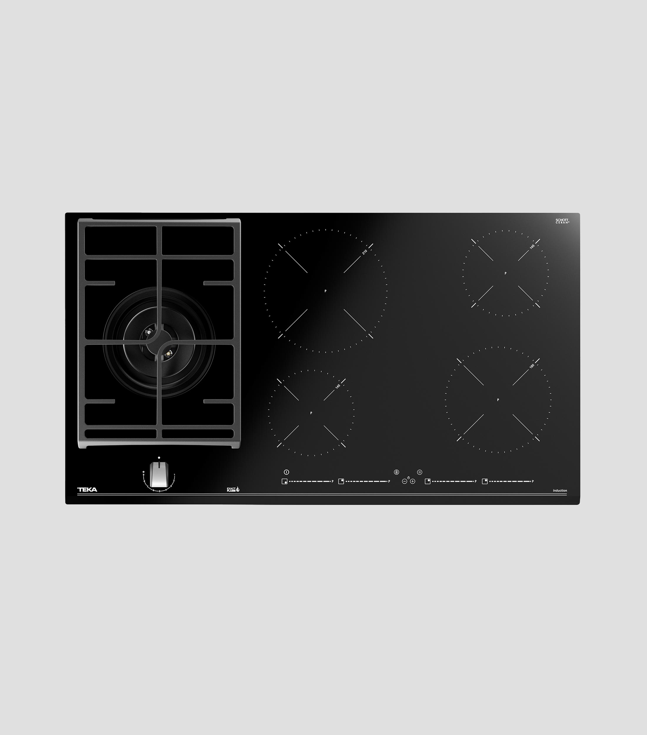 Parrilla de Gas e Induccion 5 Quemadores en vitroceramica