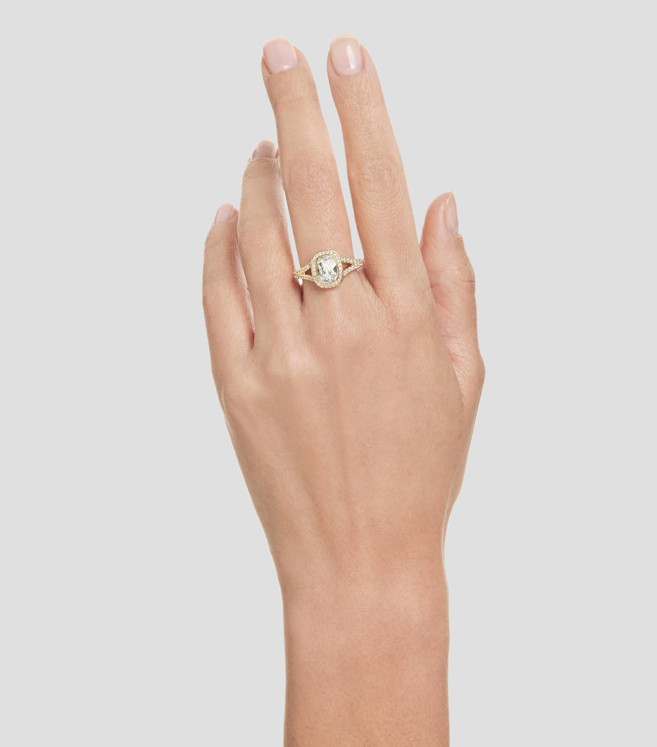 Anillo Una Angelic con cristal Cushion alargada y pavé Mujer