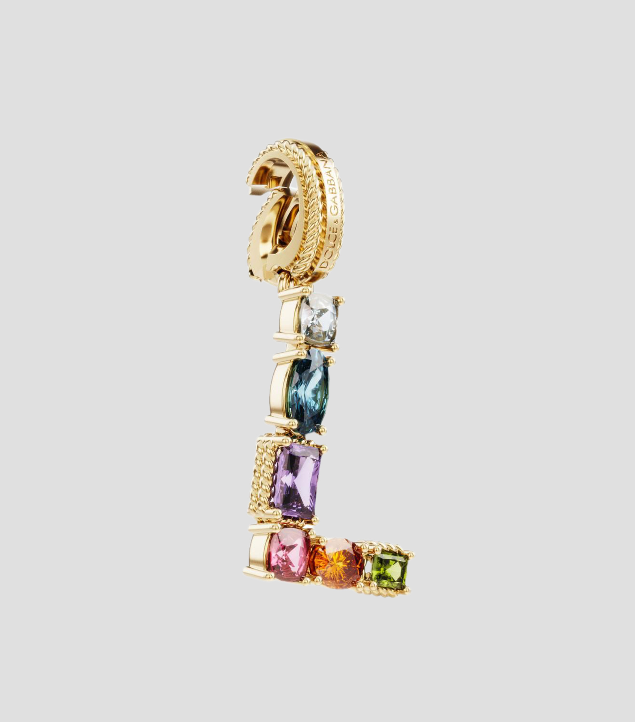Charm Mini Letra L en Oro de 18 Kilates con gemas naturales Mujer