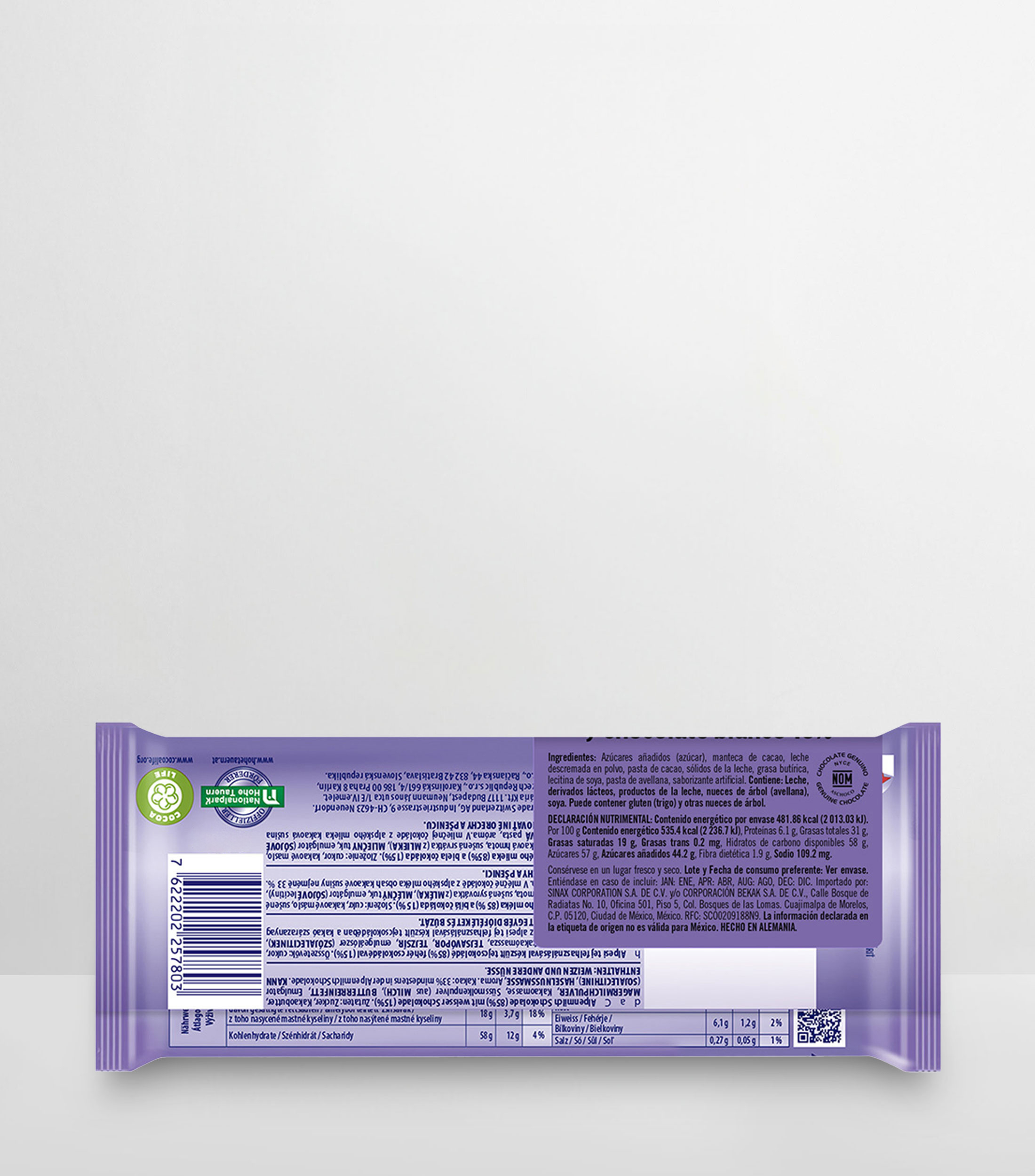 Chocolate con leche y chocolate blanco, 90 gr
