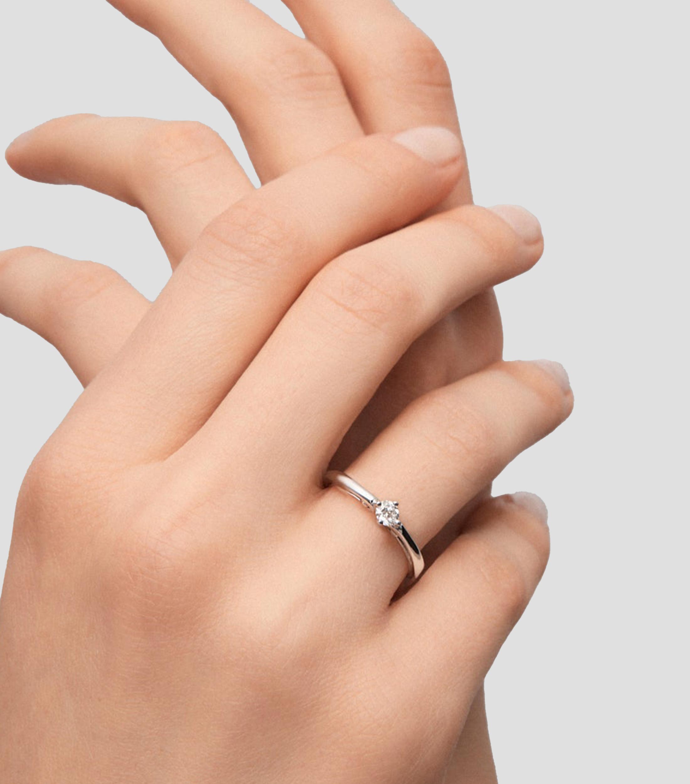 Anillo Solitario en oro blanco de 18 Kts Romeo y Julieta Mujer Talla: 15