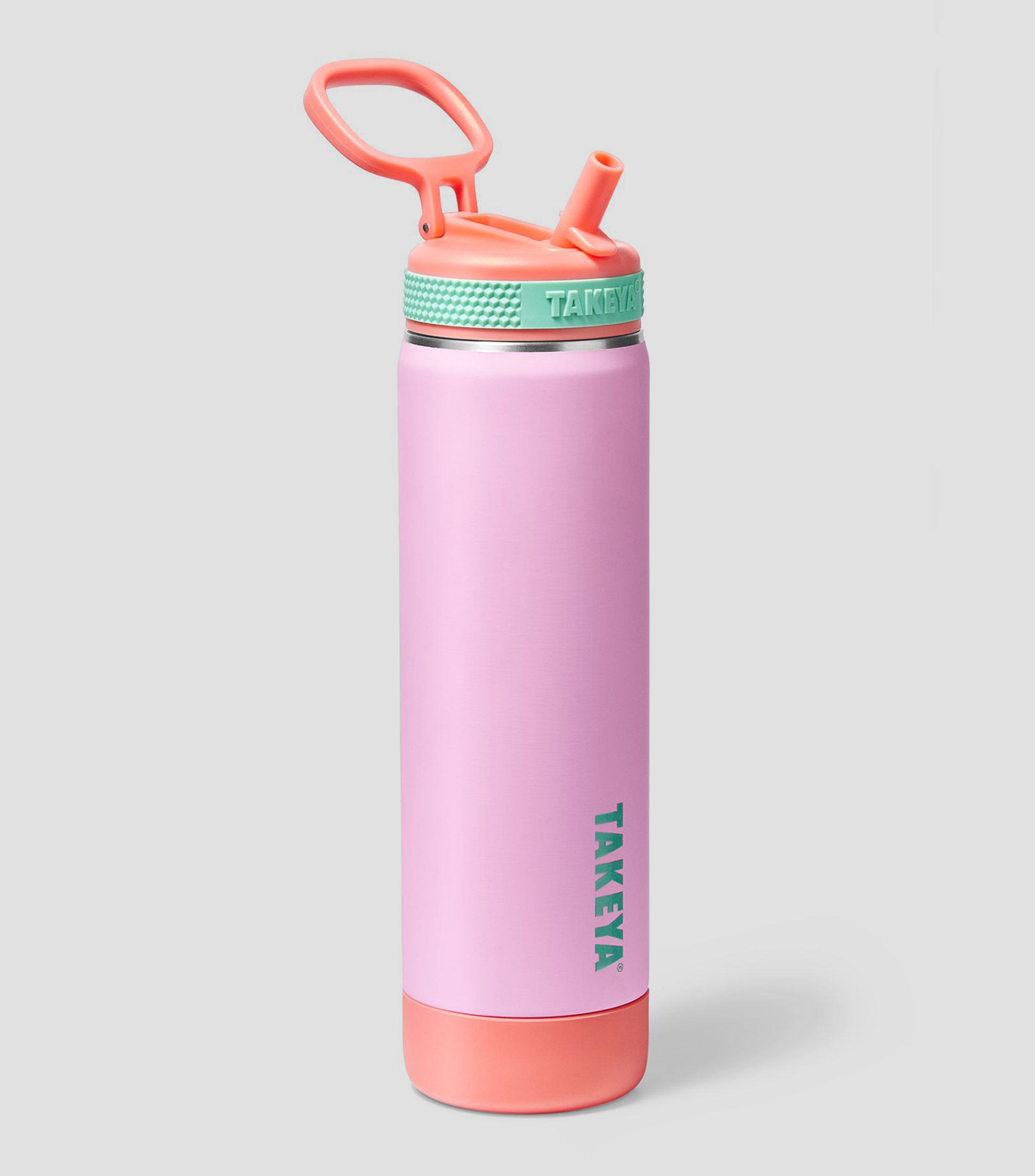 Botella con Popote Soft Touch, 650 ml Rosa