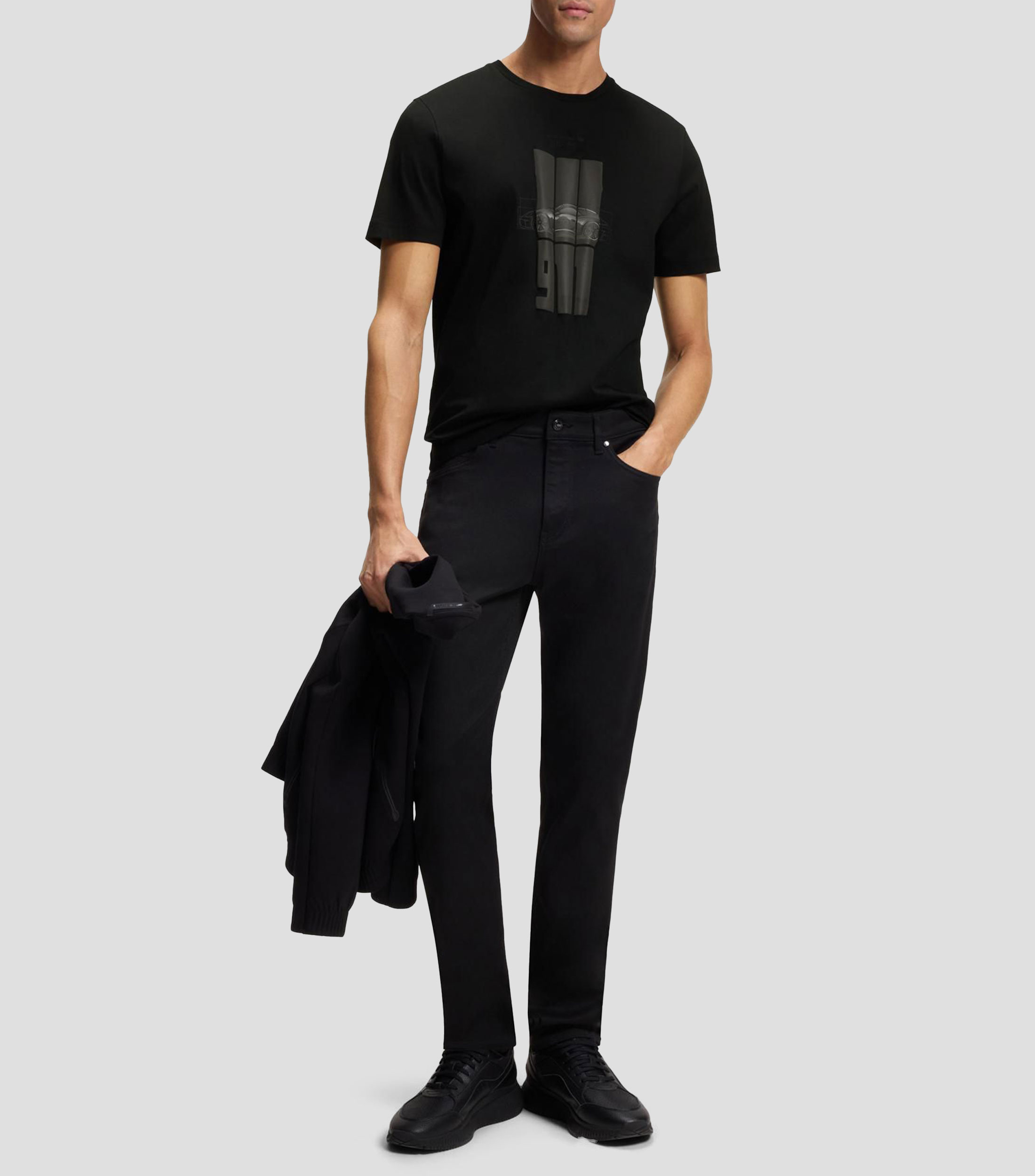 Playera Porsche x BOSS de algodón mercerizado con gráficos reflectantes Hombre