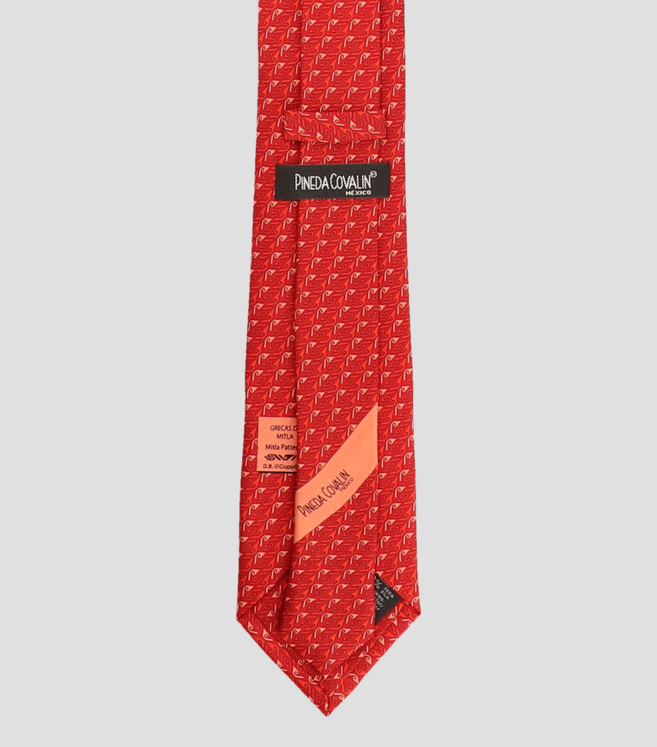Corbata ancha en seda Mitla Grecas rojas