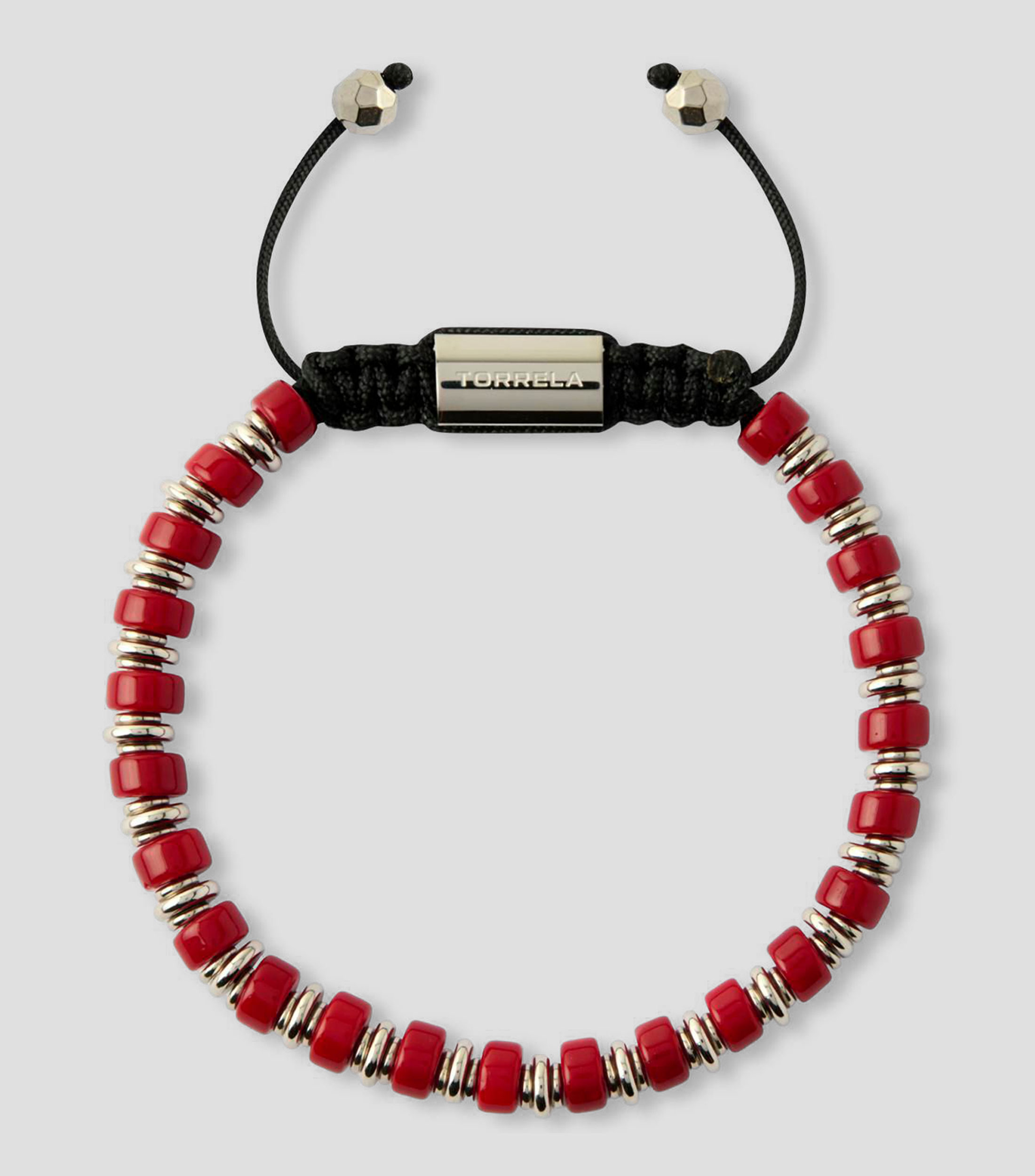 Pulsera ajustable Heishi con coral Hombre