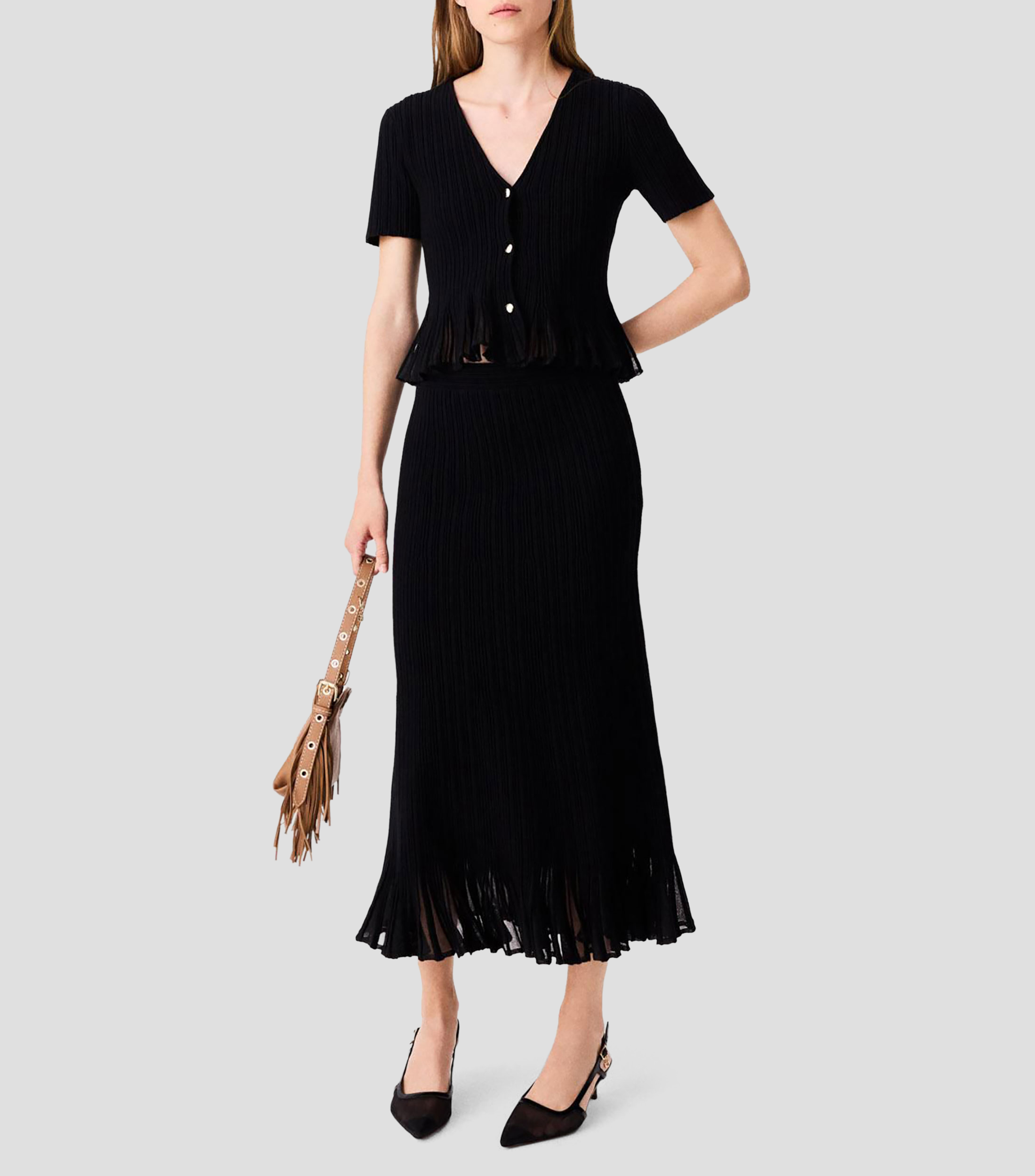 Falda midi de corte regular con diseño liso Mujer