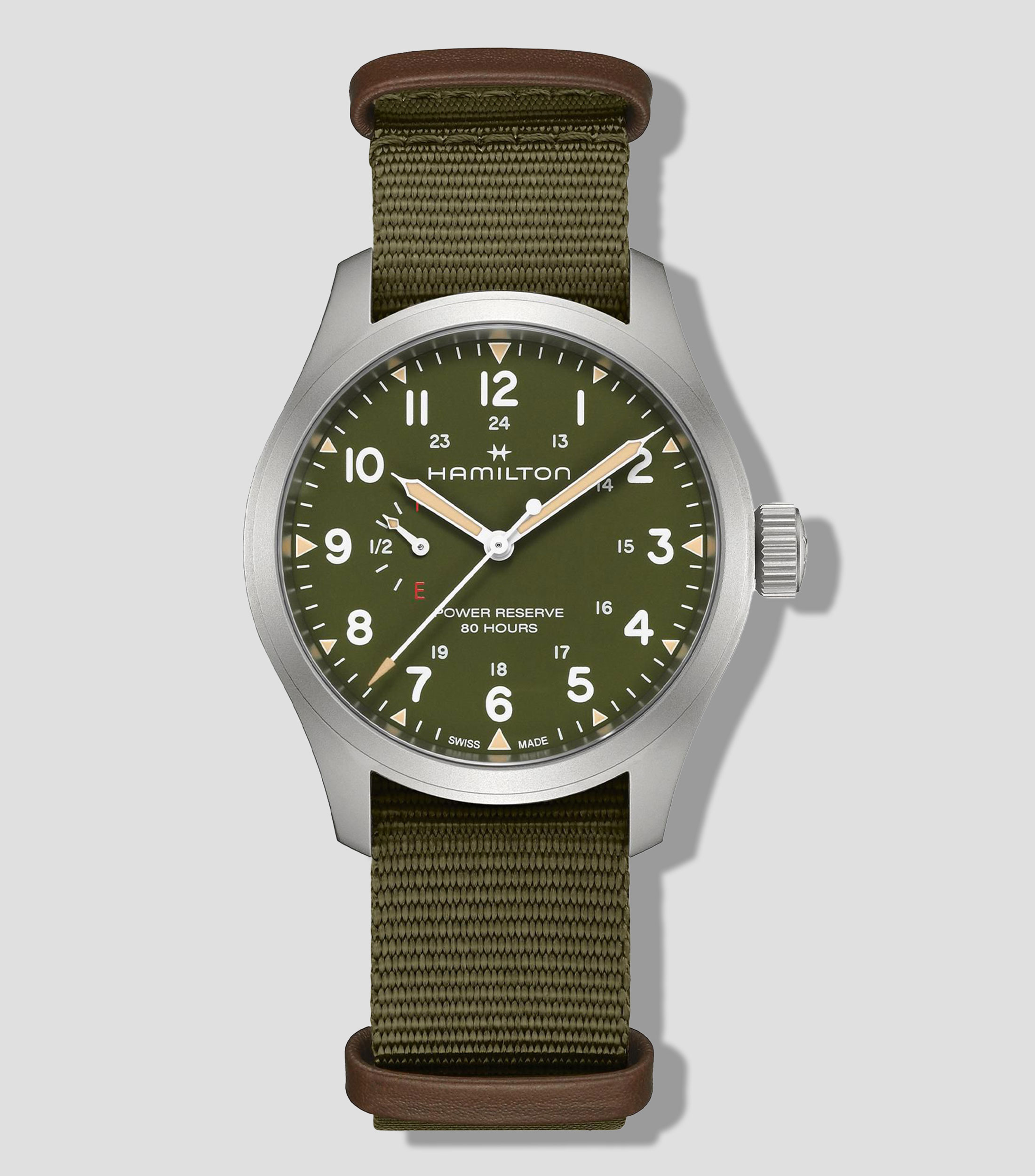 Reloj Unisex Khaki Field Power Reserve Deportivo Verde, Plateado
