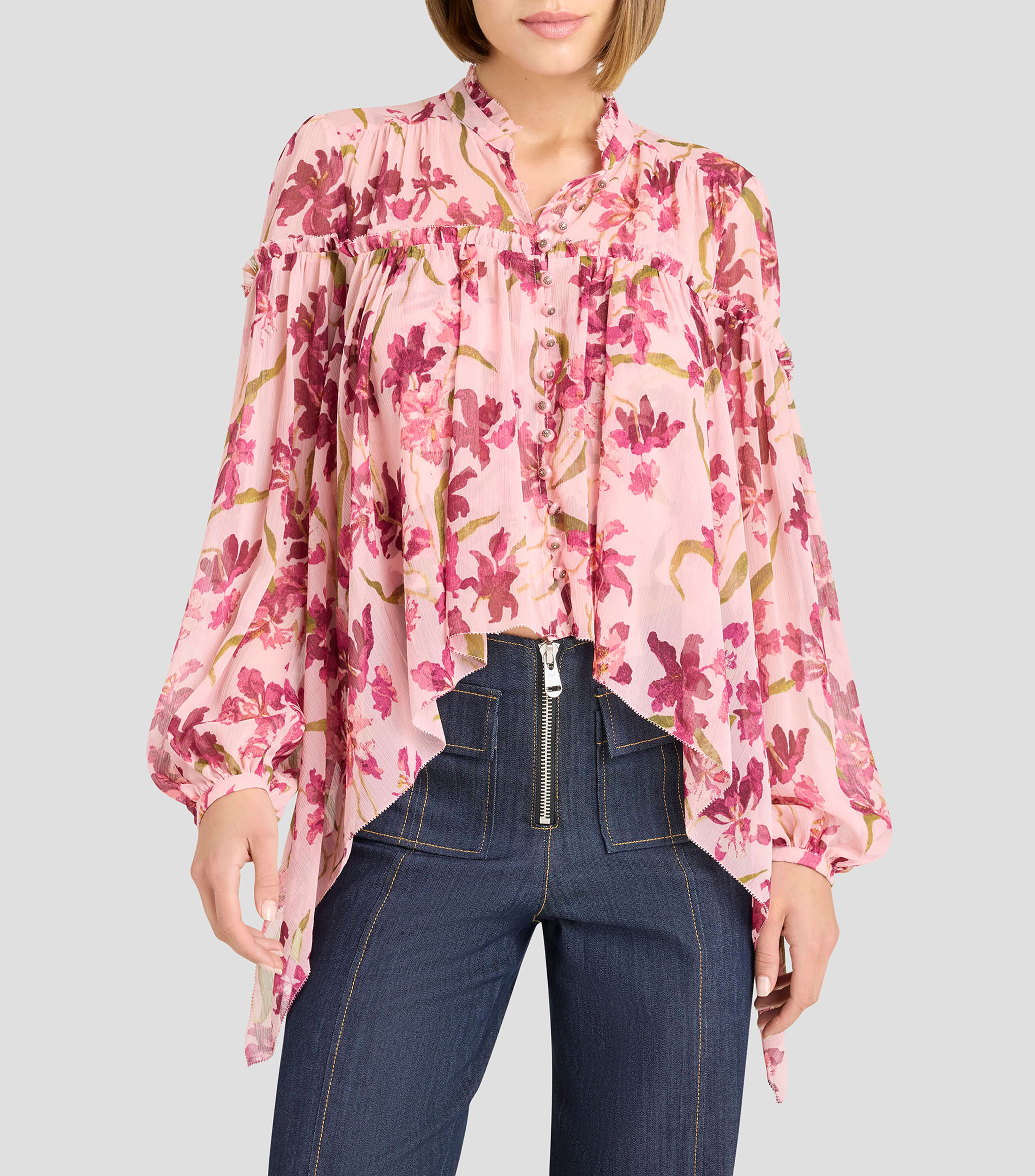 Blusa estampada de manga larga Mujer