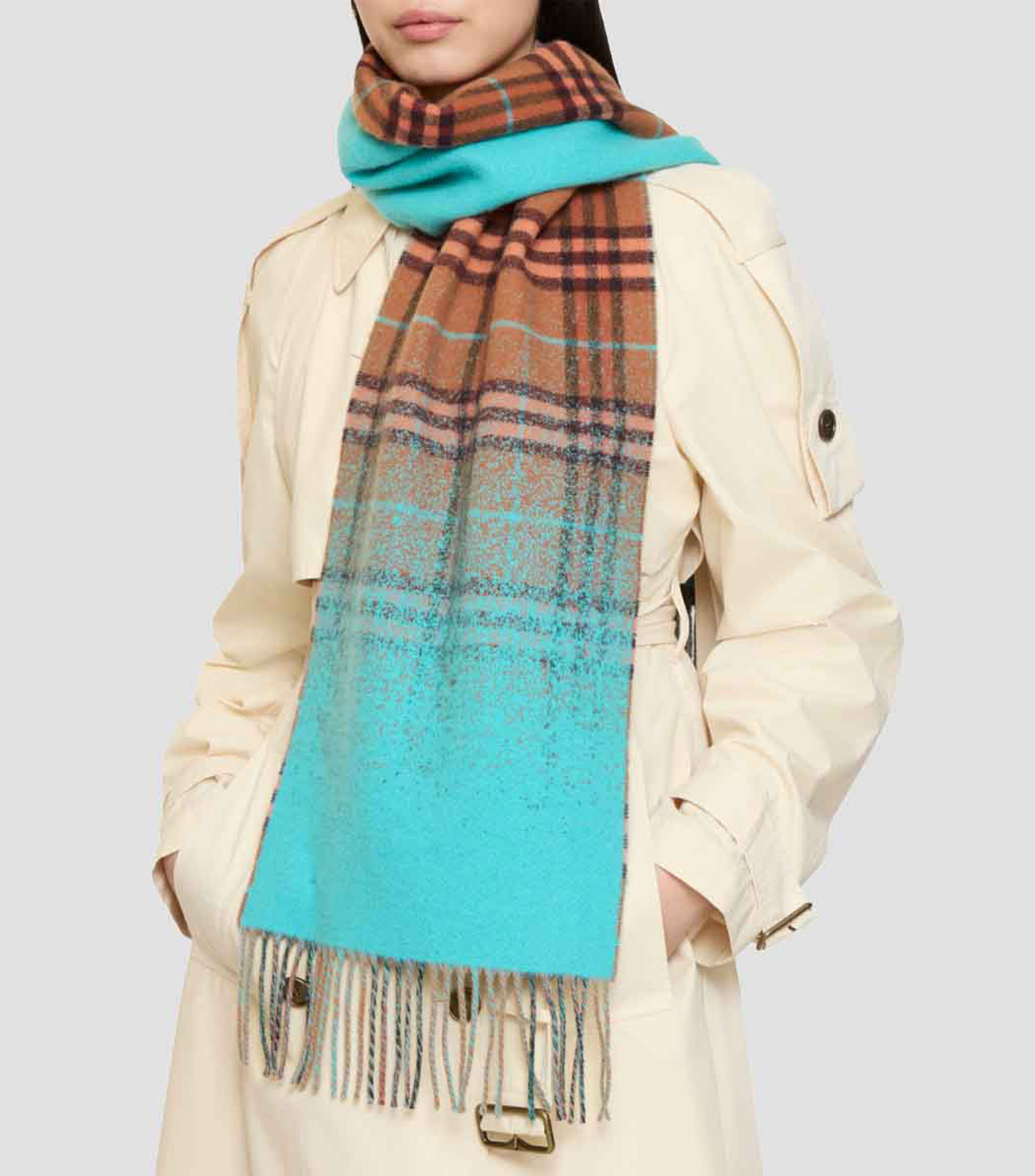 Bufanda en cachemir con cuadros check Unisex