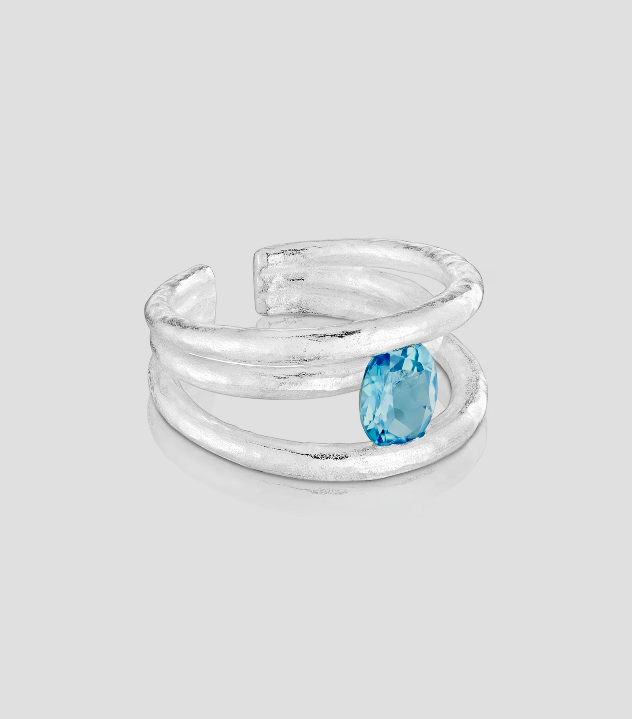 Anillo en Plata abierto con Topacio Duna Mujer