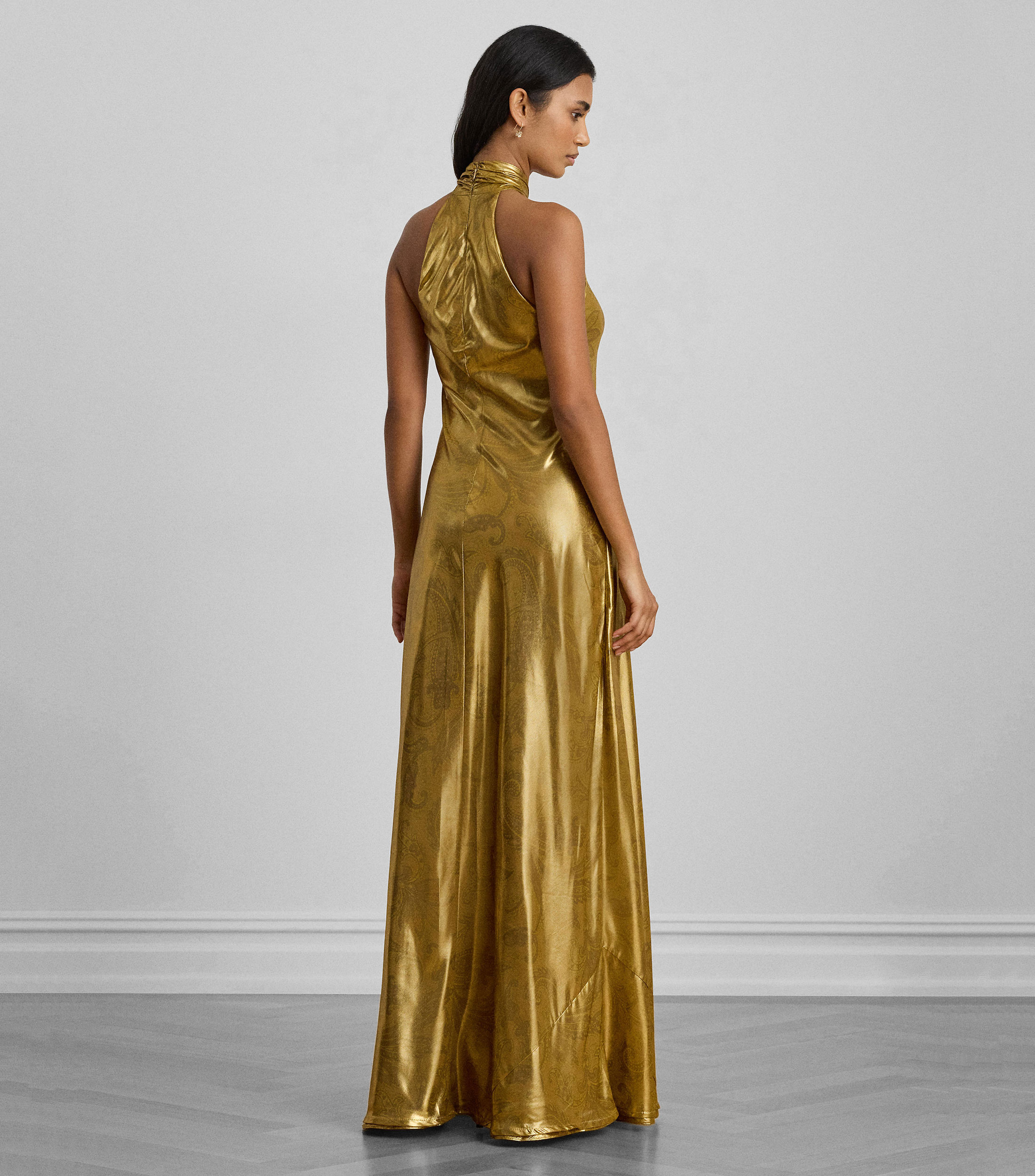 Vestido de noche maxi metalizado Mujer
