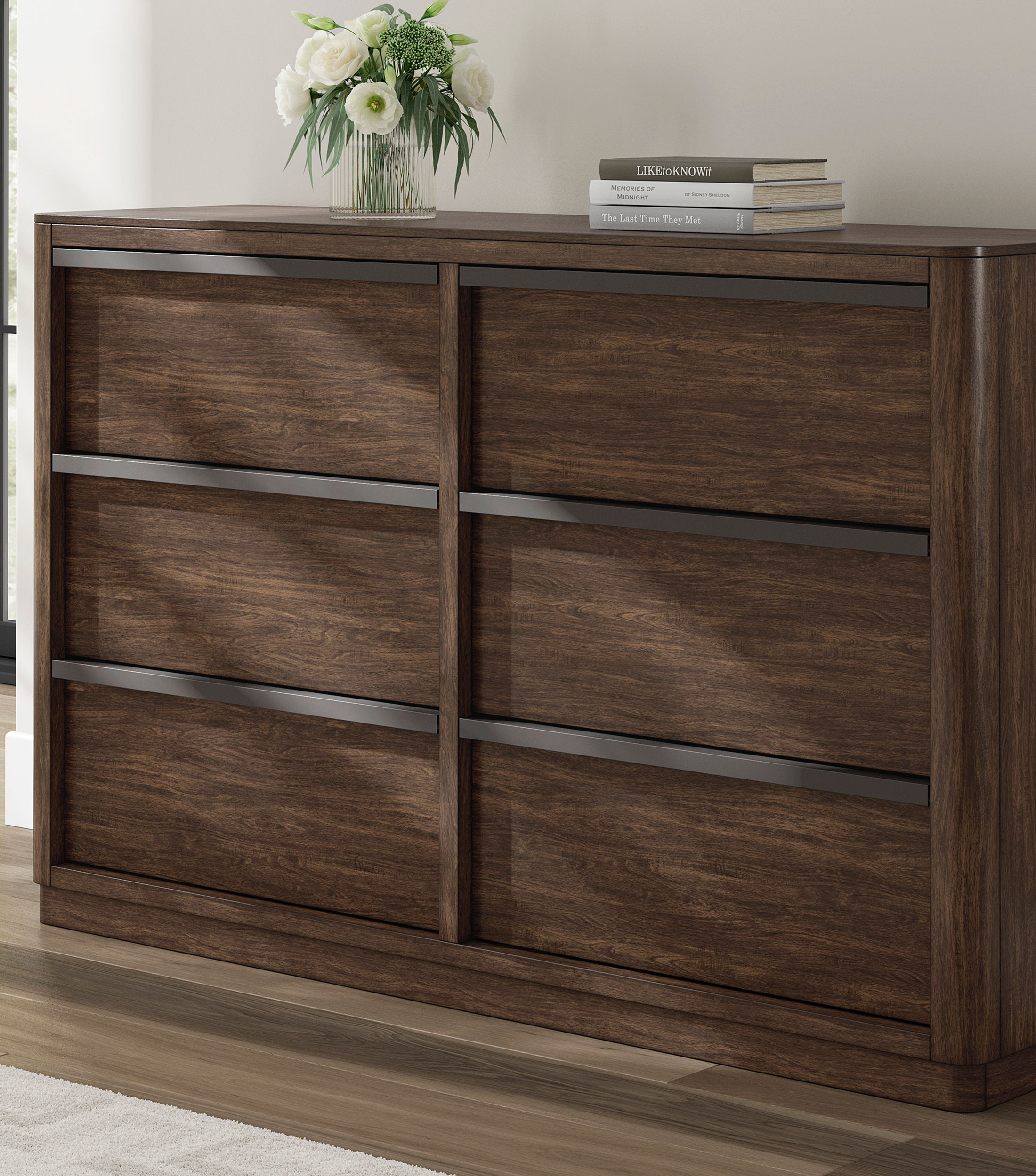 Cómoda Kenta en madera, chapa de mango y MDF