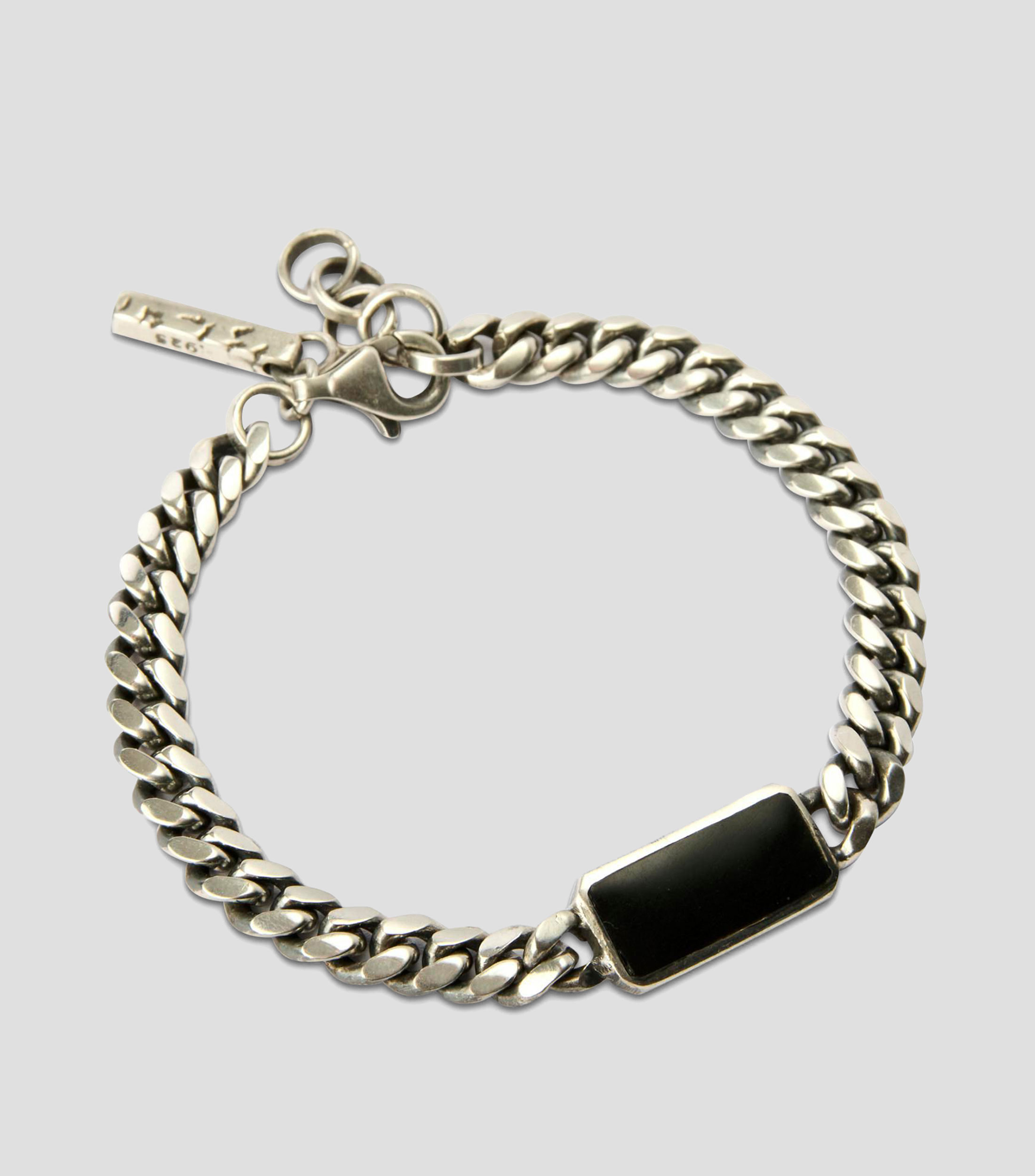 Pulsera ajustable en plata .925 Cubana con ónix Unisex
