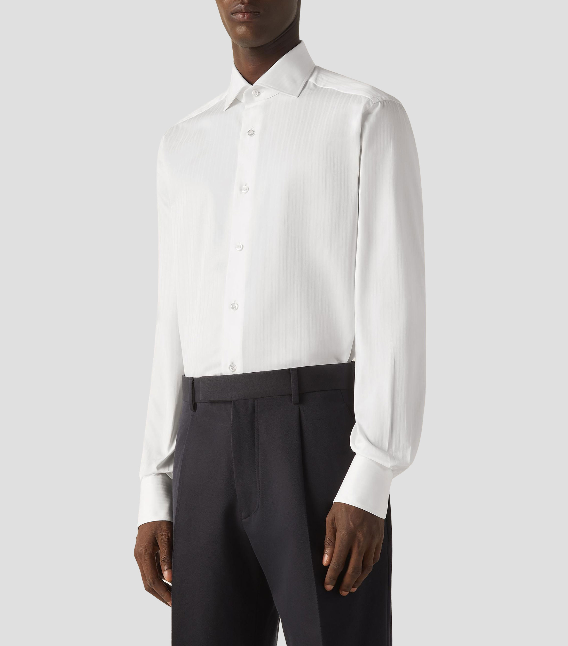 Camisa de vestir con rayas y manga larga Hombre