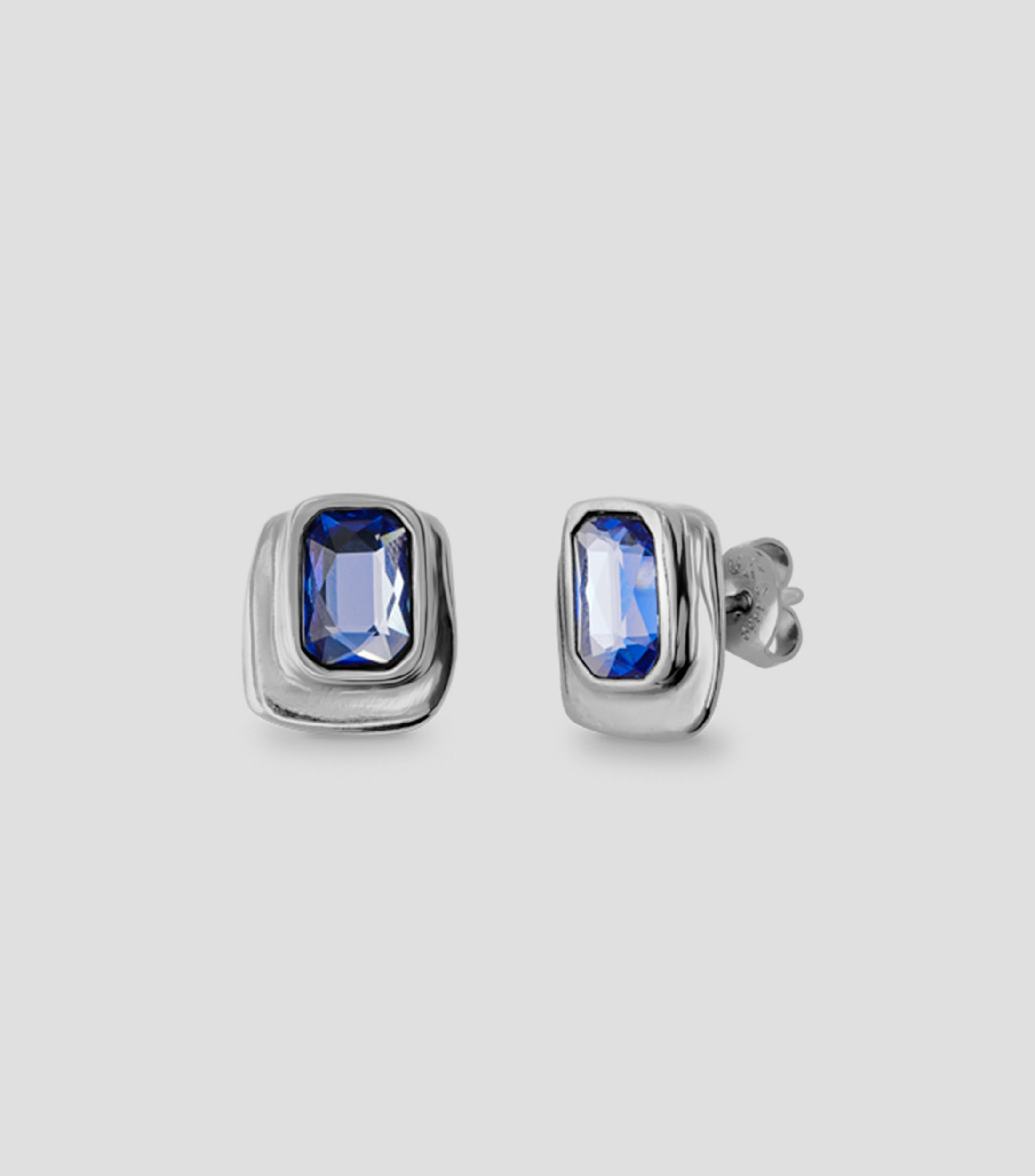Pendientes Rectangulares con Cristal Azul Mujer