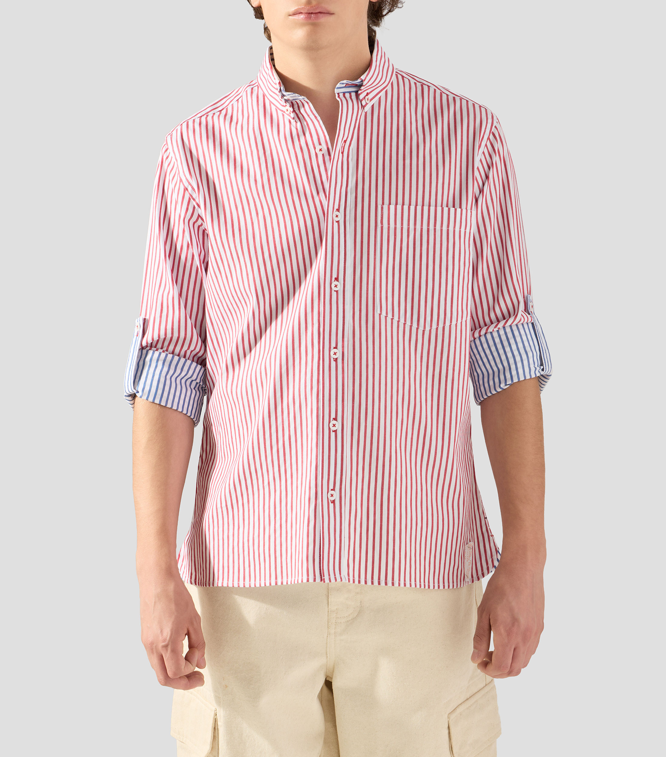 Camisa a rayas manga larga Hombre