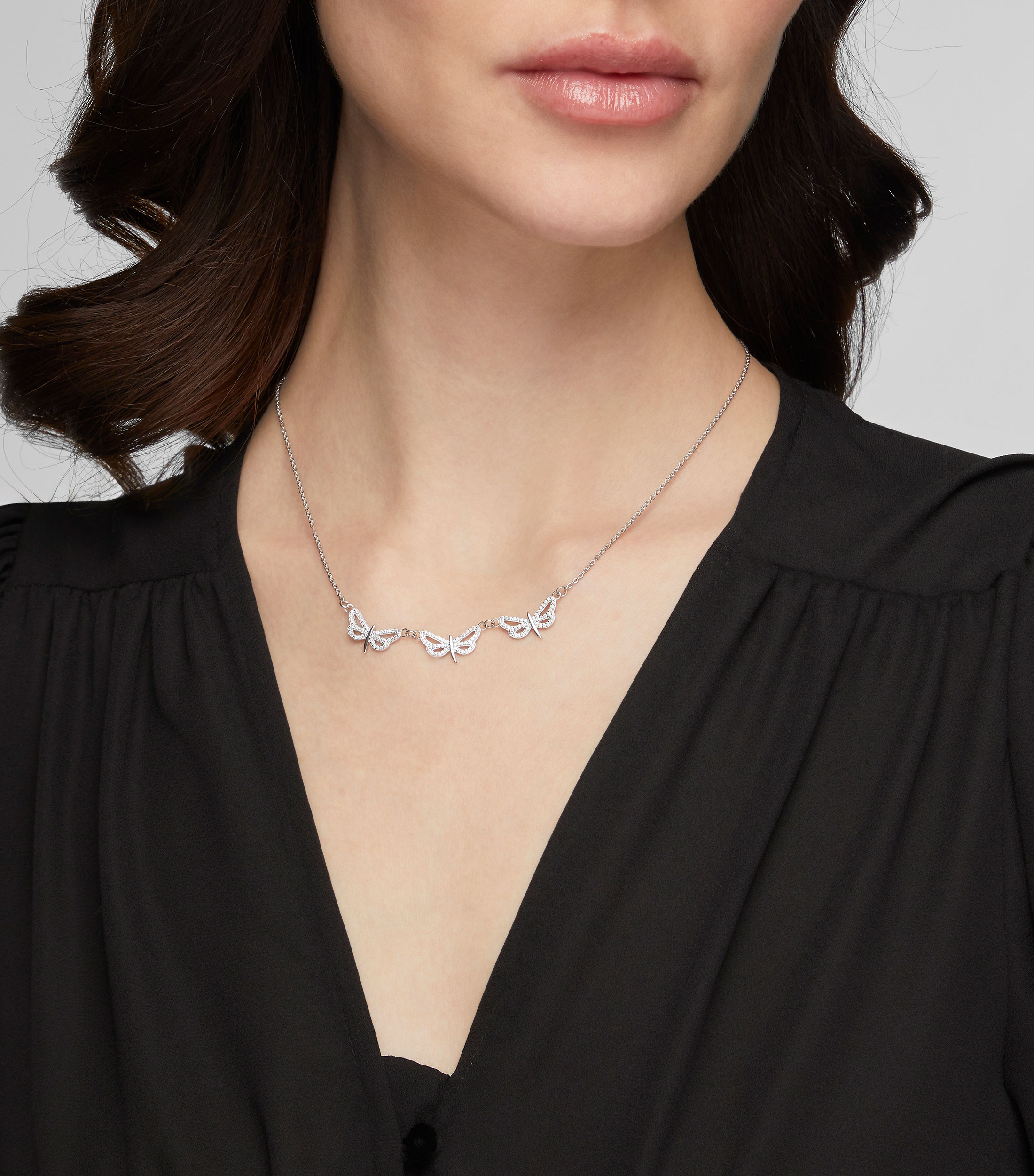 Collar en plata .925 con Libélulas y circonias Mujer