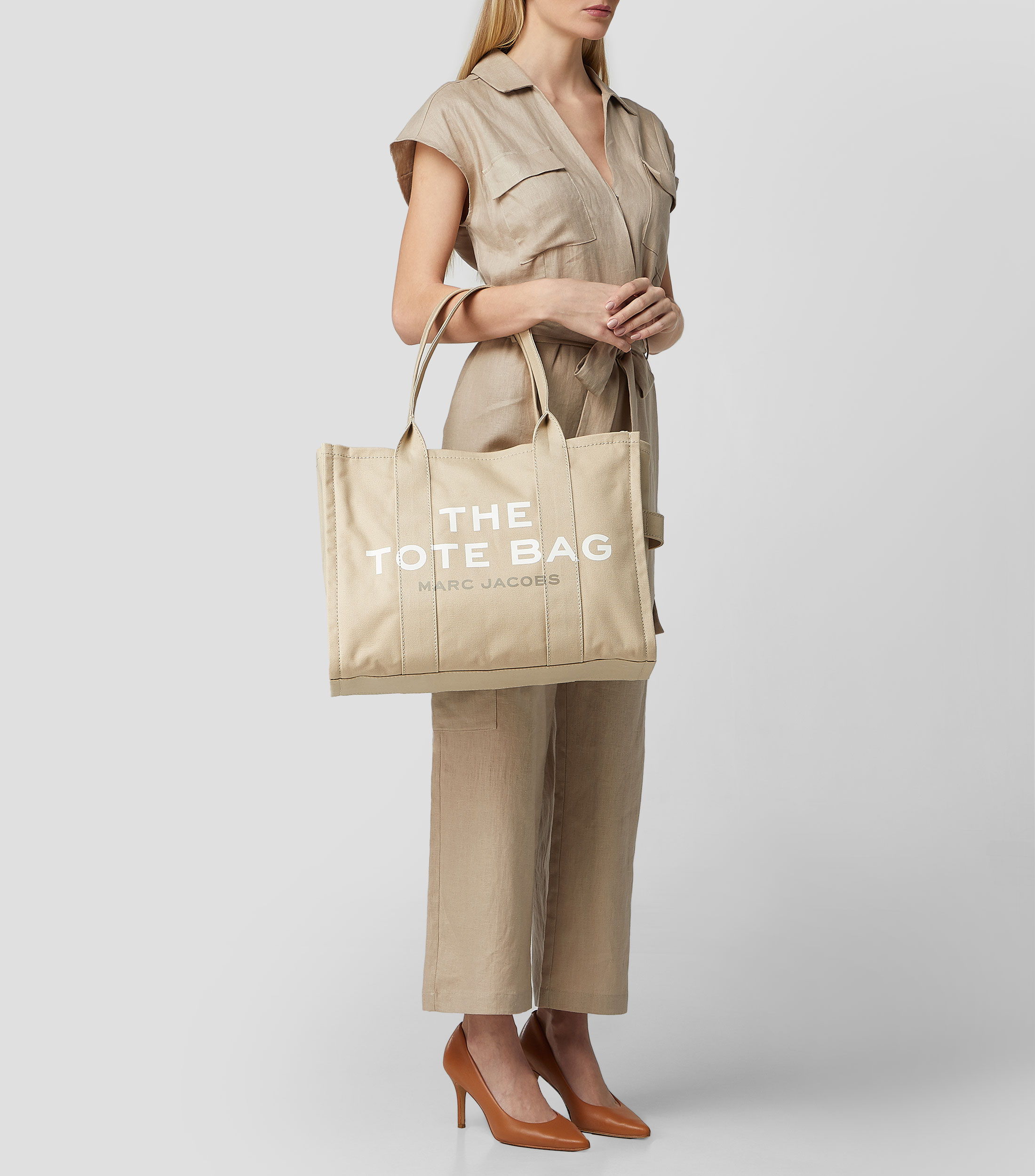 Bolsa The Large Tote bag beige estampado Mujer