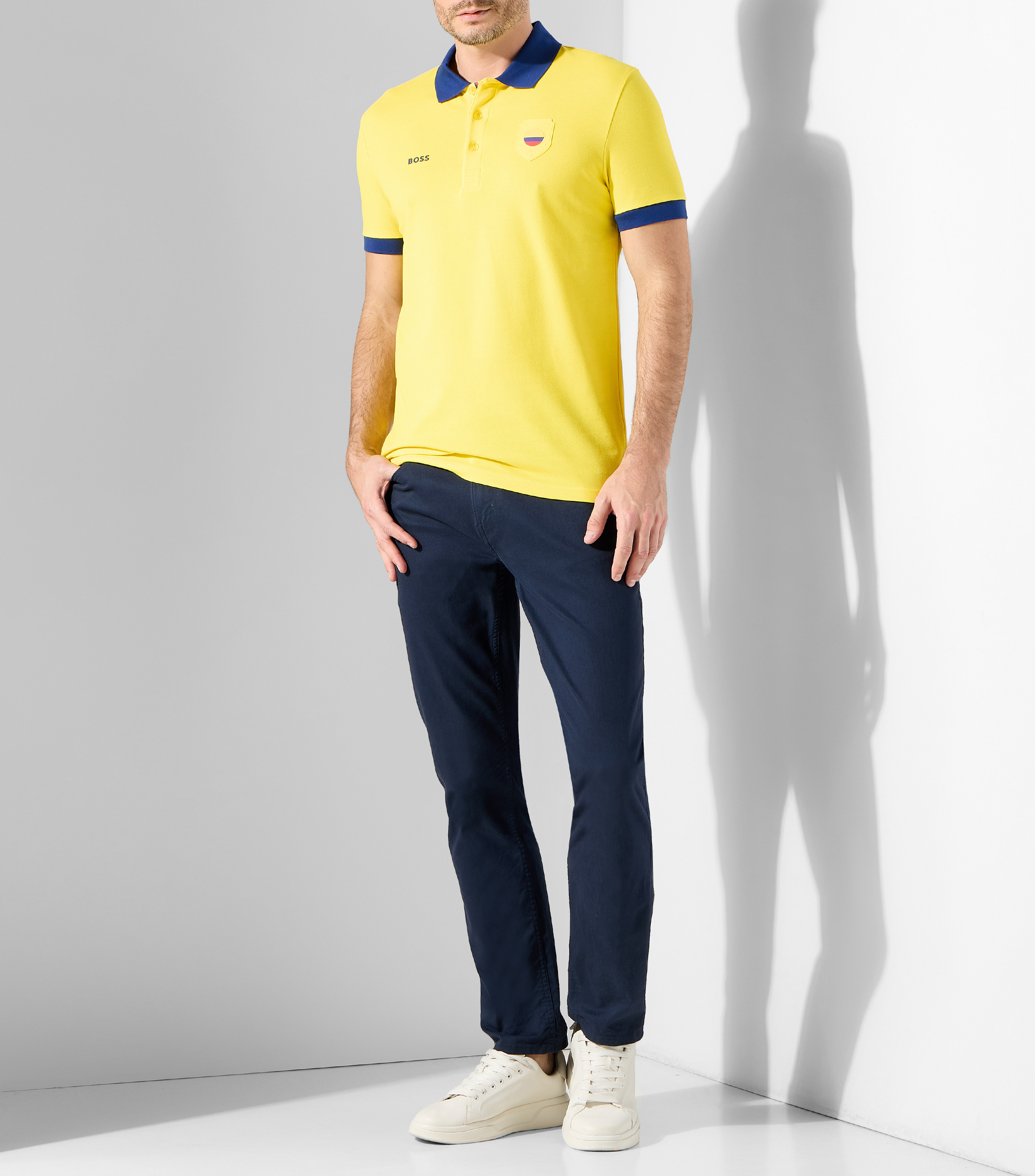 Playera polo manga corta Colombia sólida Hombre