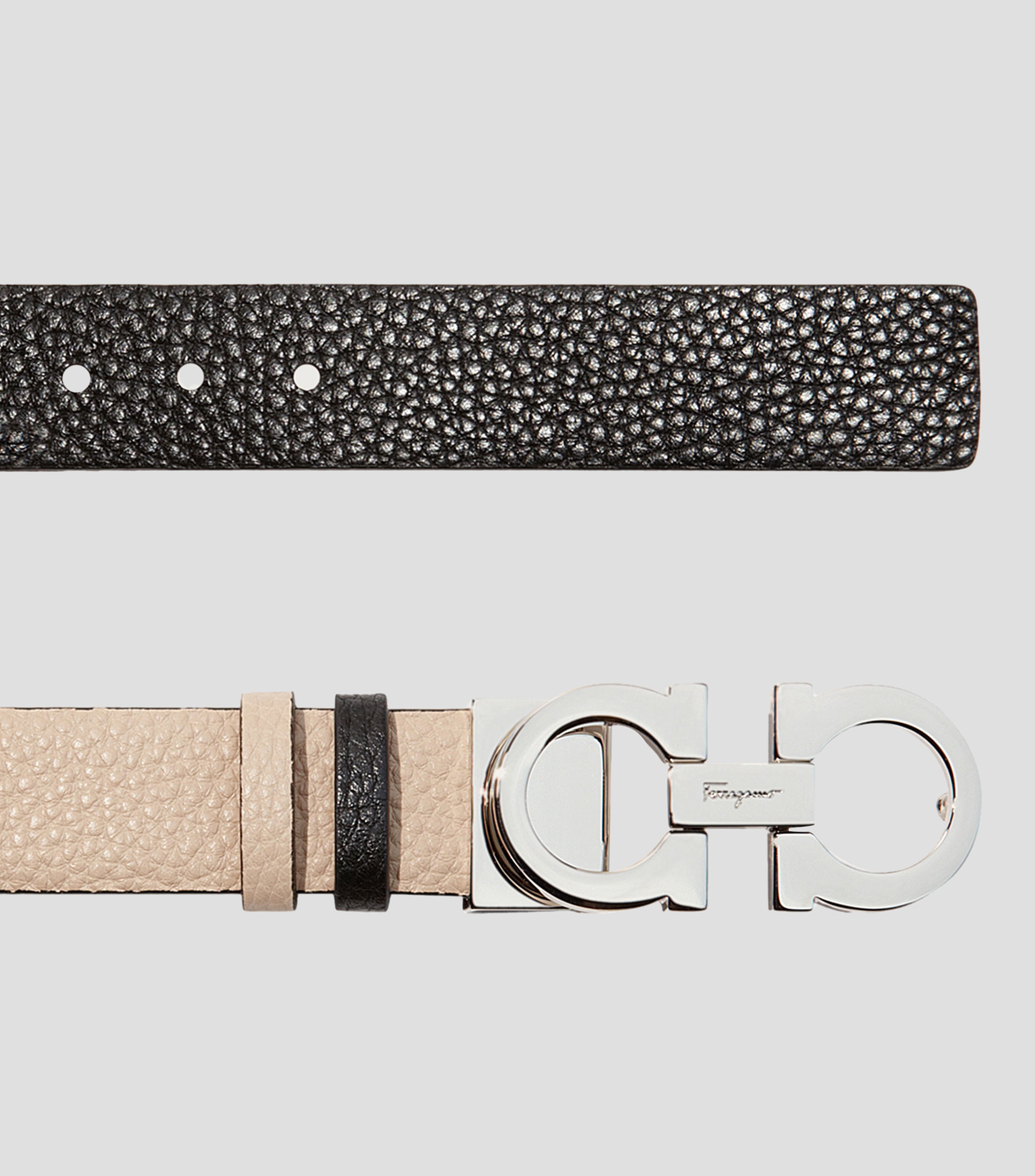 Cinturón Reversible en piel beige Mujer