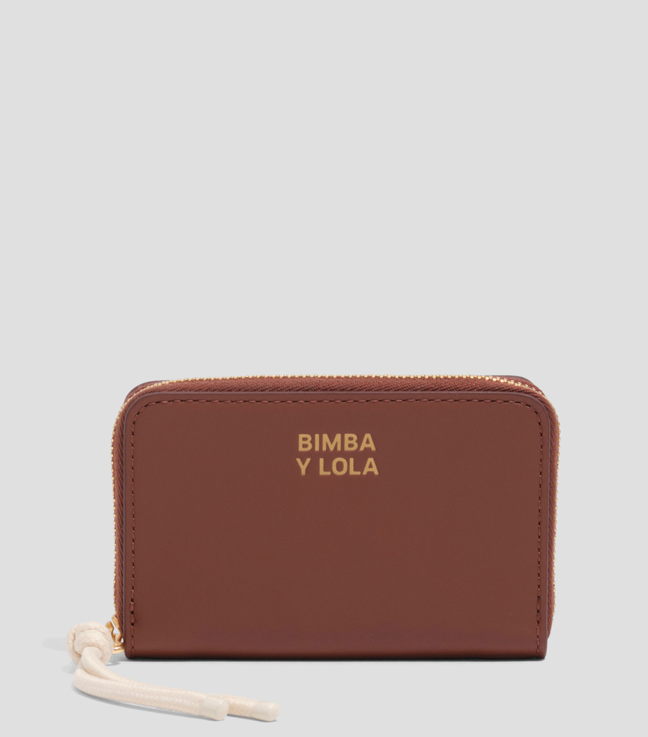 Cartera solapa pequeña piel nuez Mujer