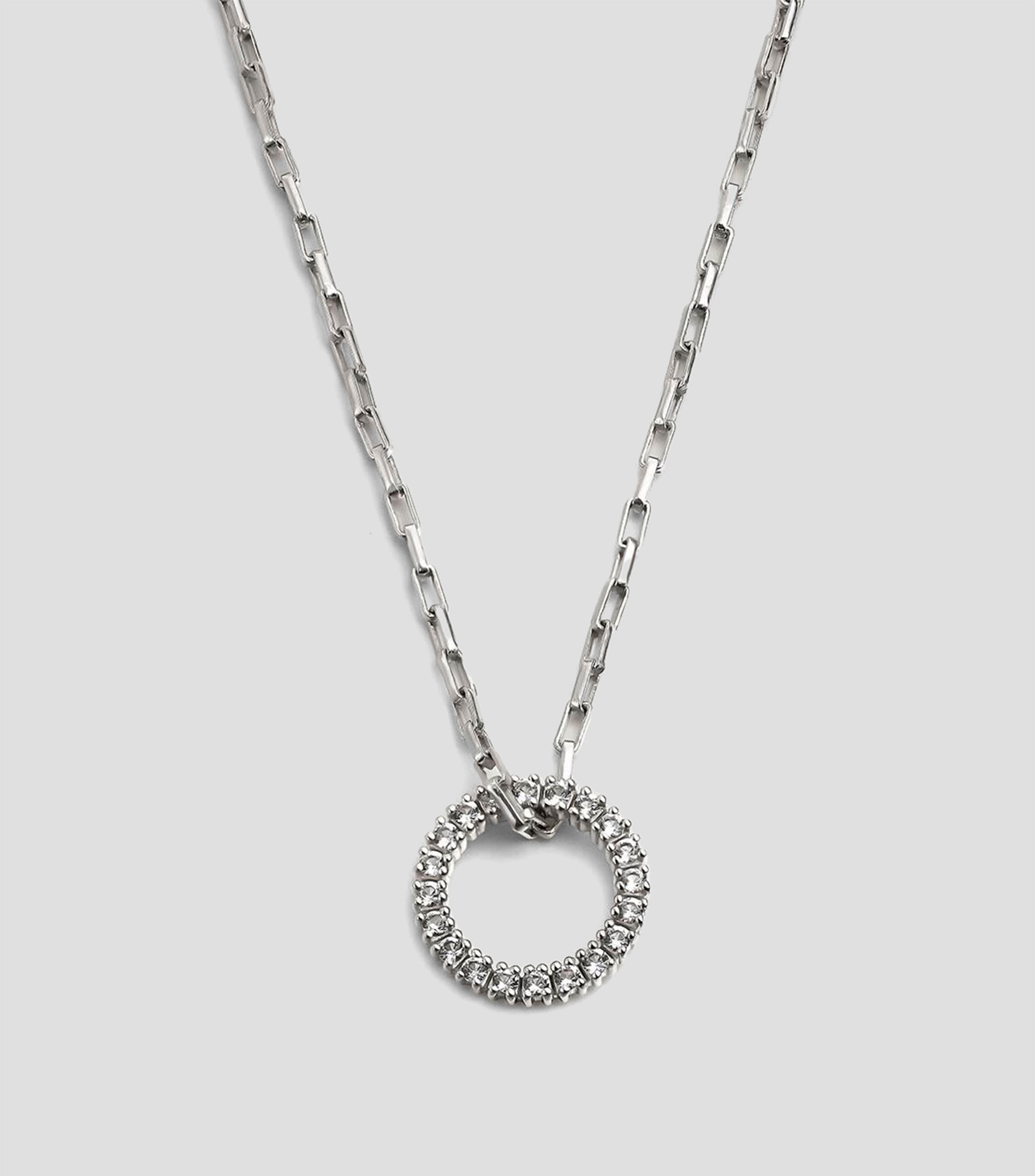 Collar en plata .925 con círculo de topacios blancos Crossbow Mujer