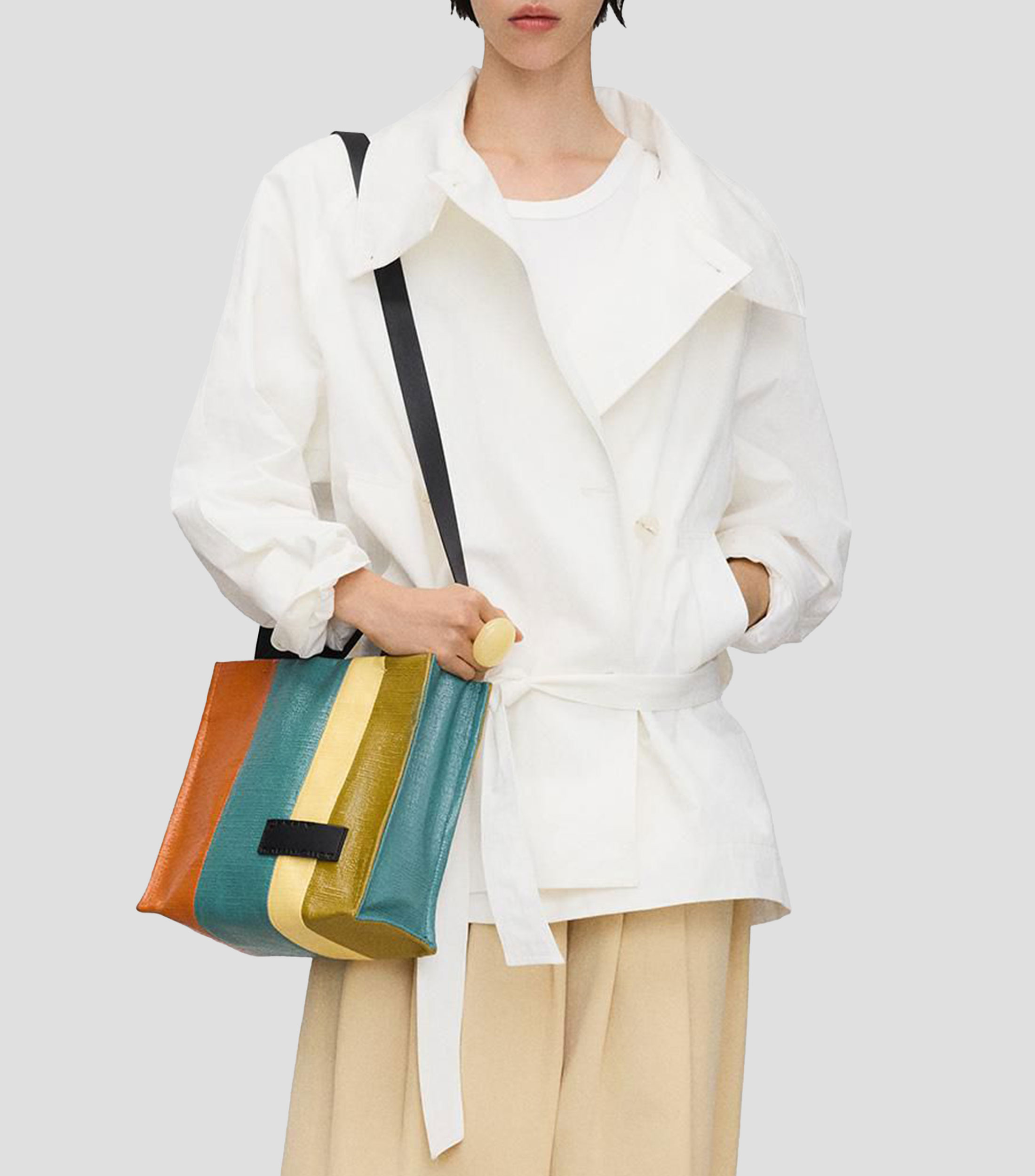 Bolsa shoulder con rayas Mujer