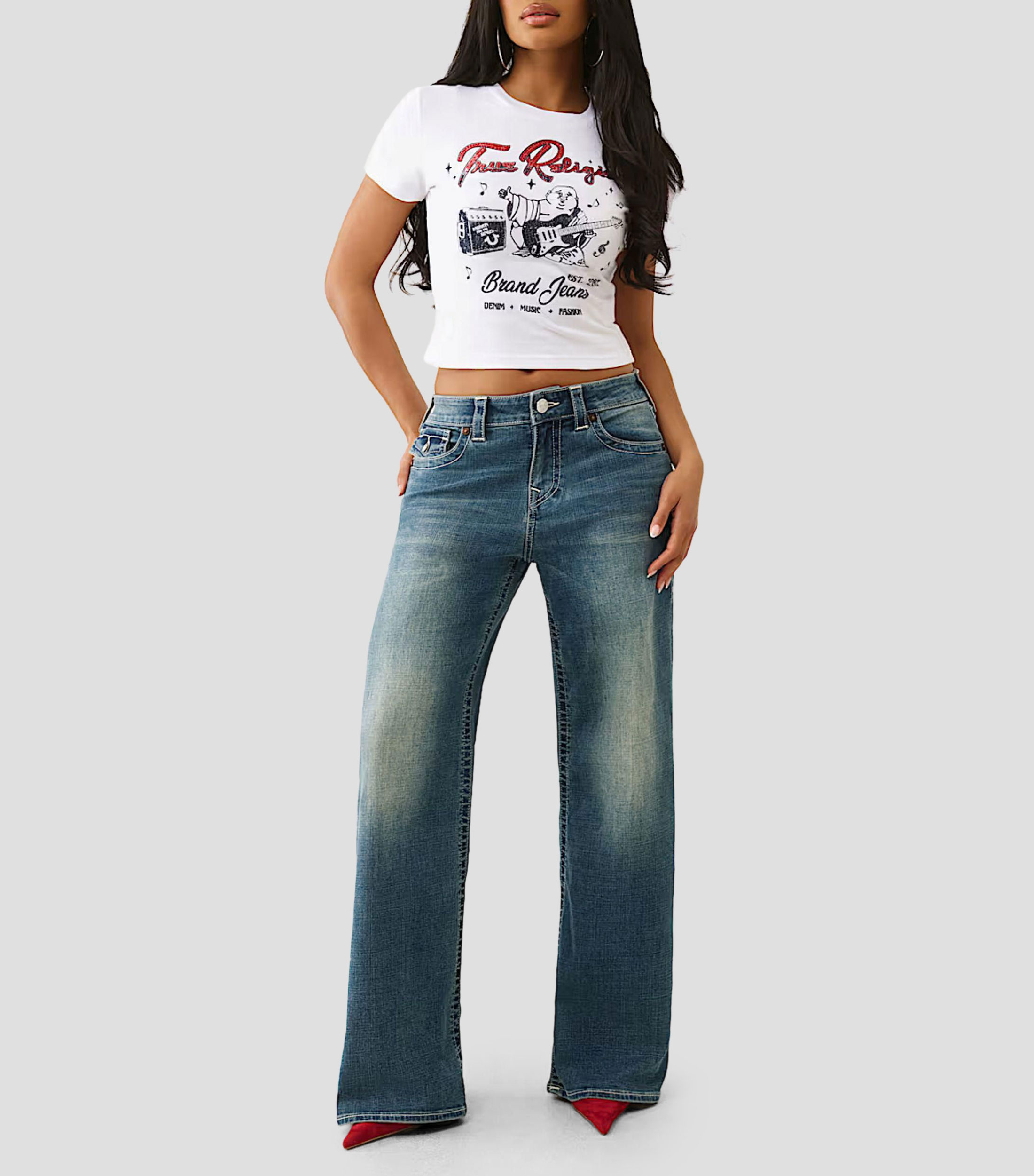 Playera cuello redondo manga corta estampada Mujer