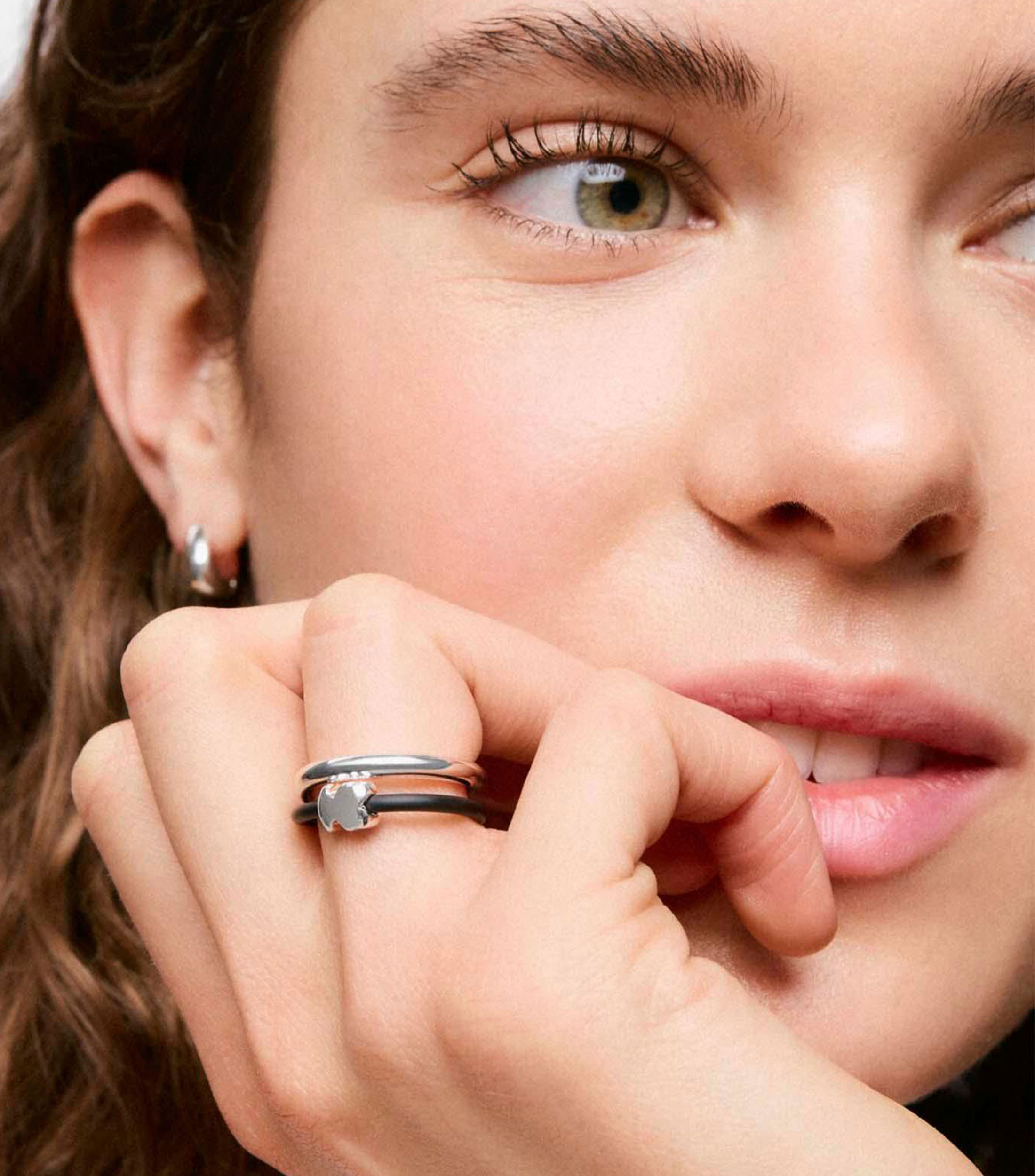 Anillo doble en Plata Bold Motif Mujer