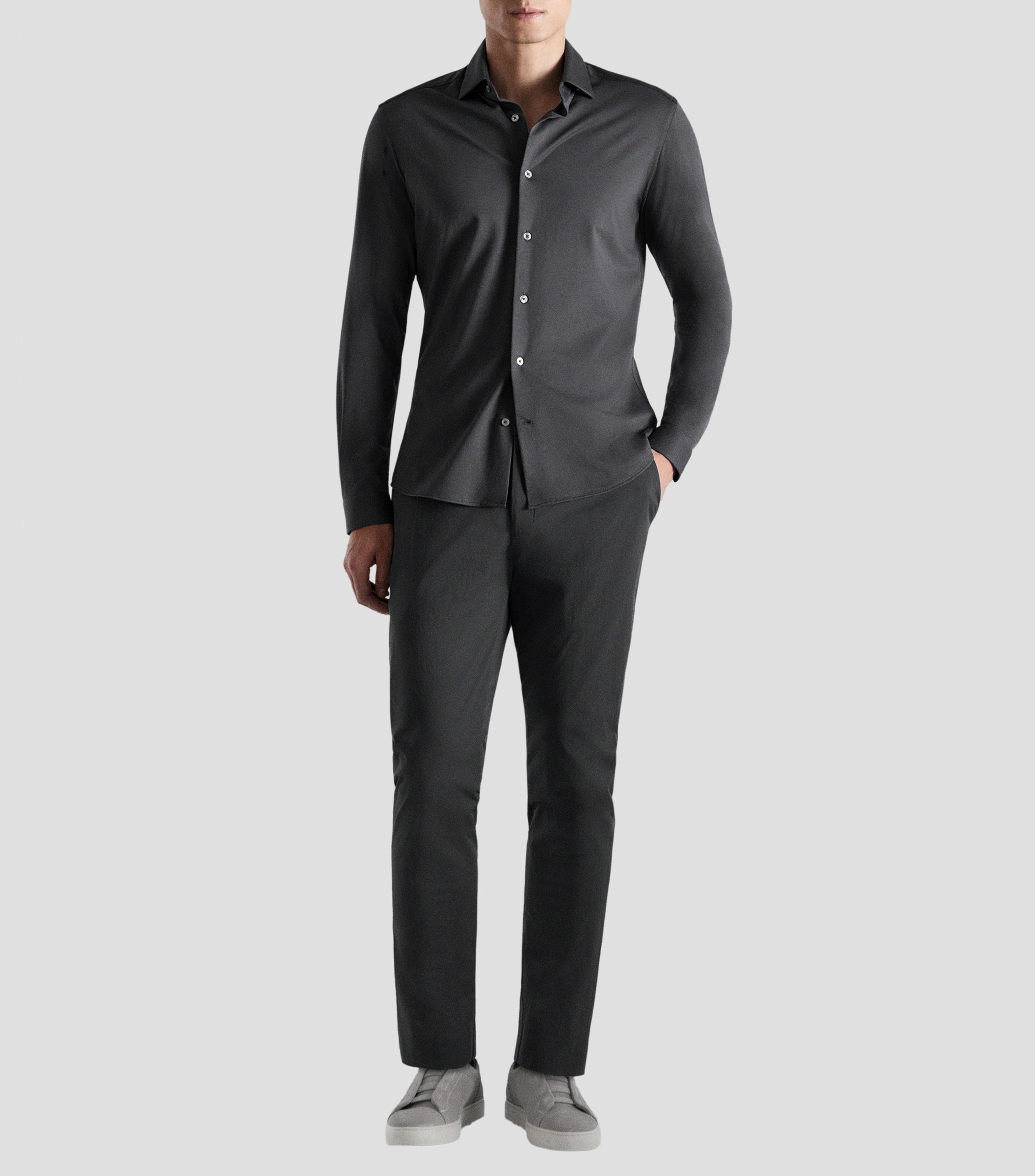 Camisa lisa manga larga Hombre