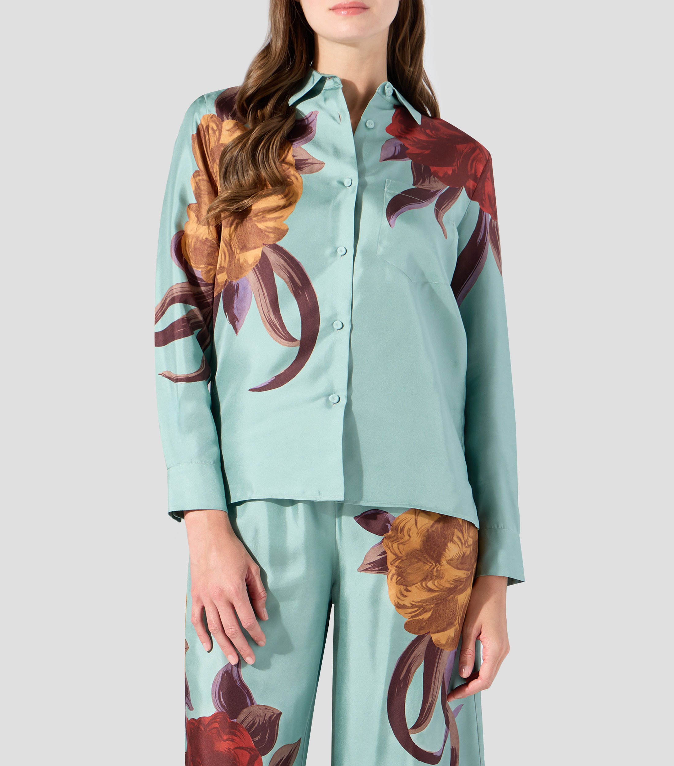Camisa estampada con manga larga Mujer