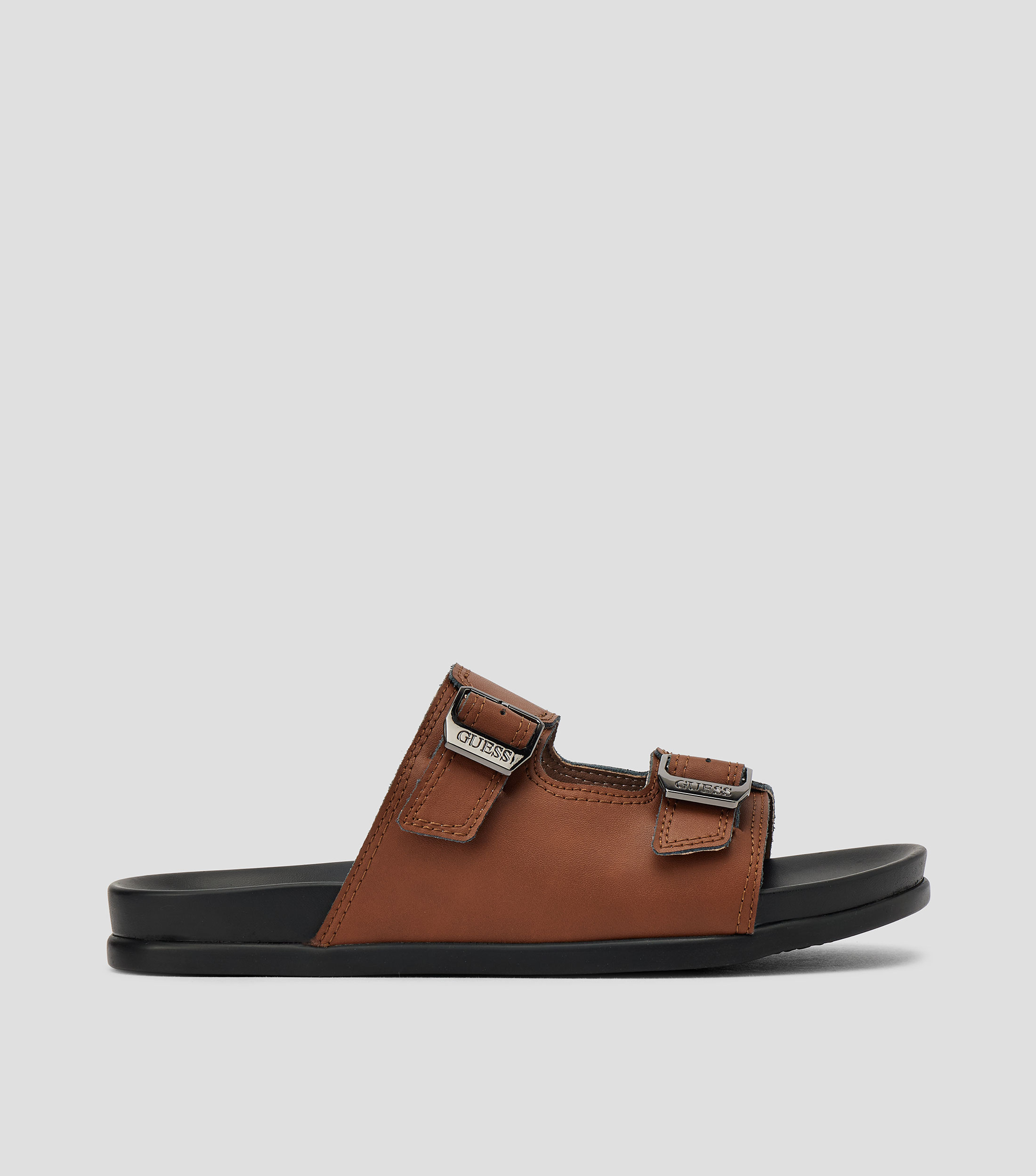 Sandalias planas en piel lisas Hombre
