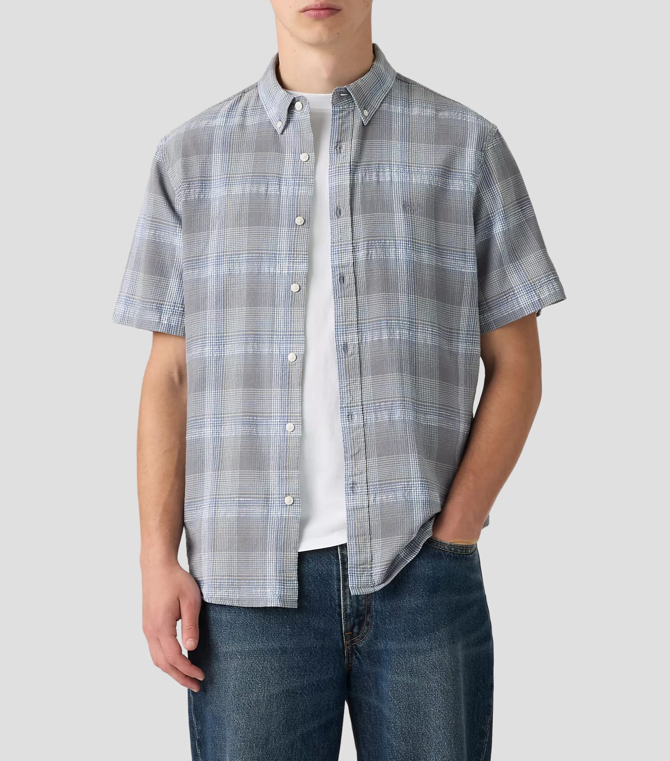 Camisa con cuadros manga corta Hombre