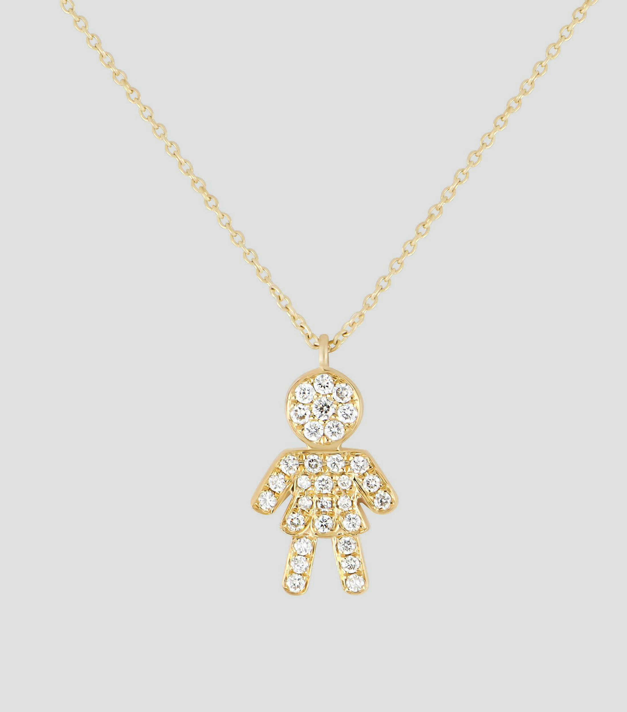 Gargantilla en oro amarillo 14 Kilates Niña con diamantes Mujer