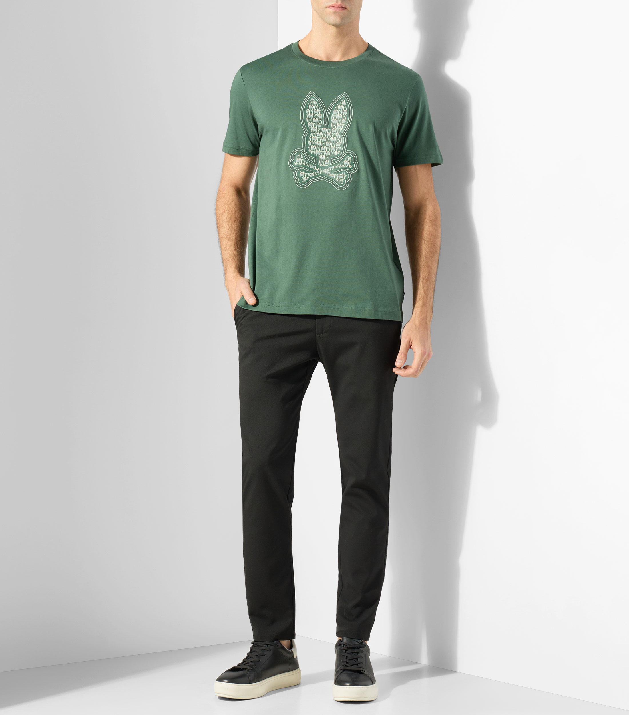 Playera cuello redondo manga corta estampada Hombre