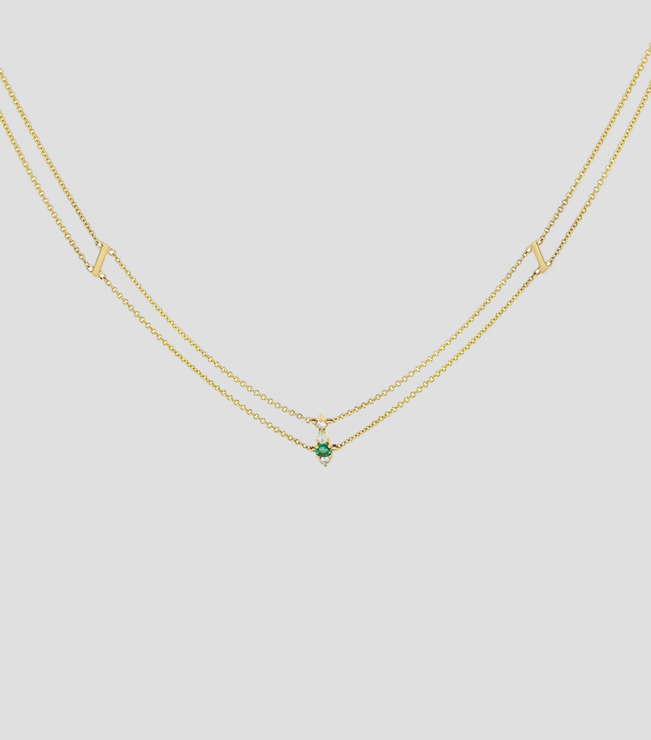 Gargantilla en oro amarillo 18 Kilates con diamante y esmeralda Consent Mujer
