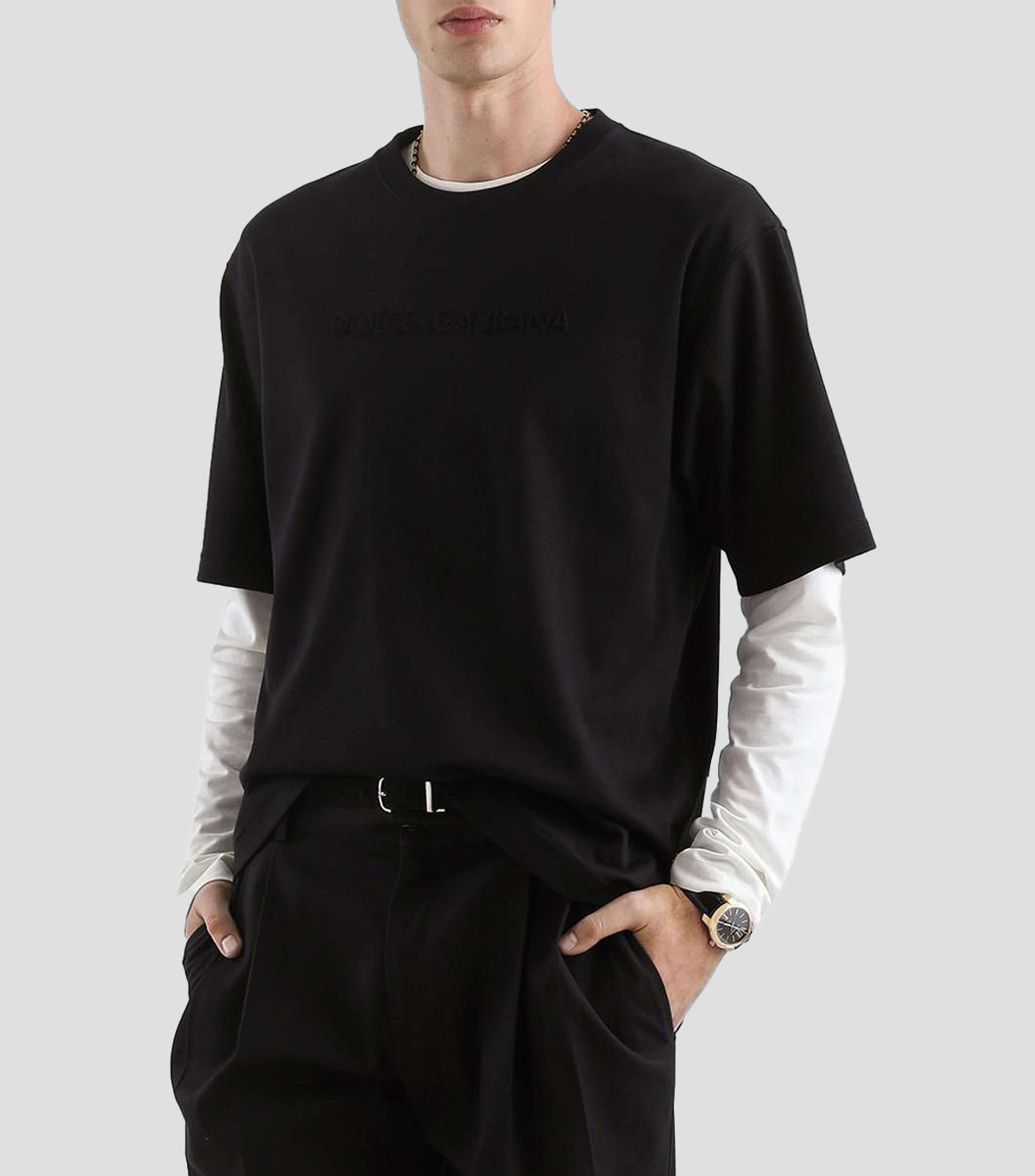 Playera de cuello redondo manga corta lisa Hombre