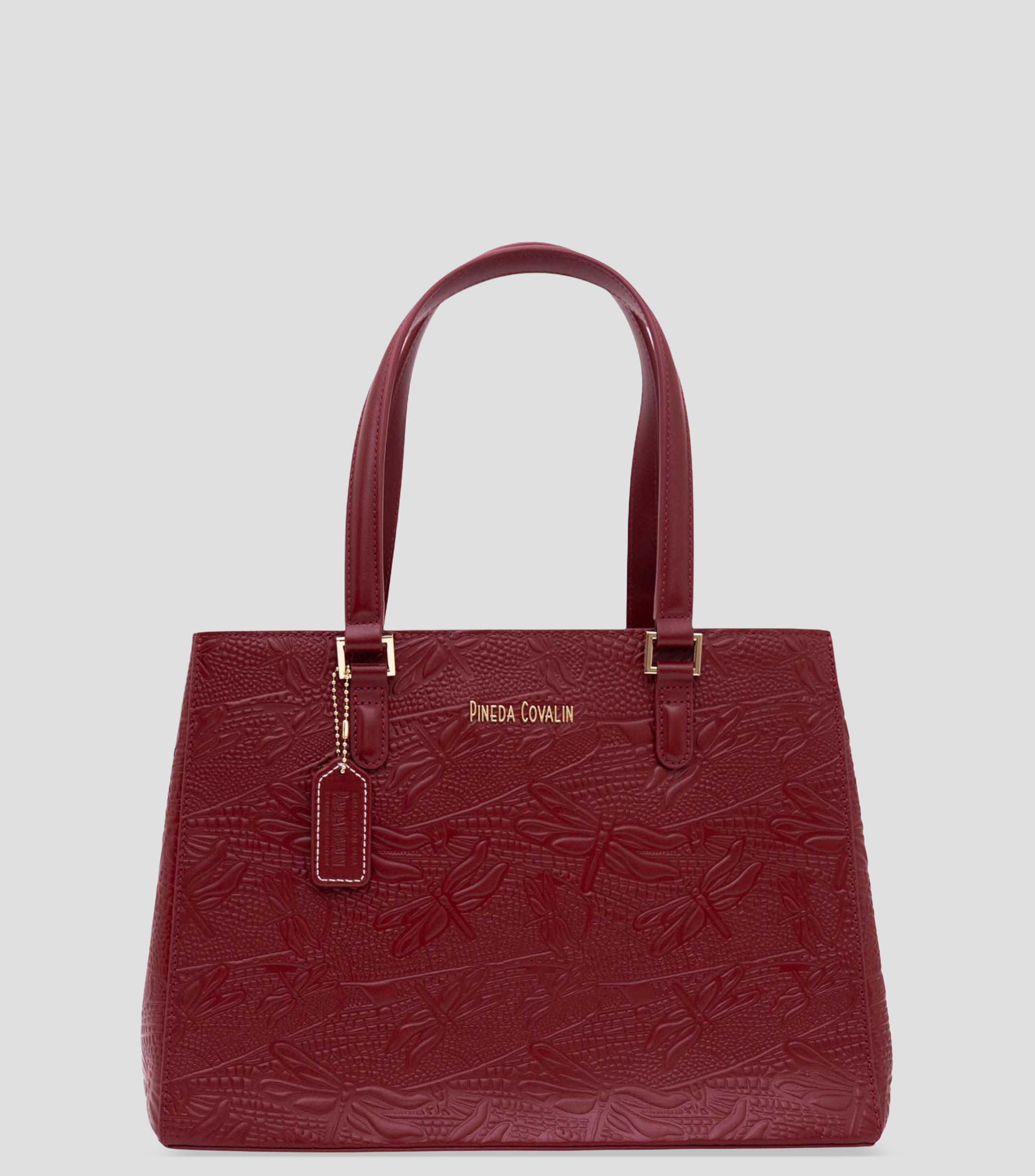 Bolsa satchel lisa con grabado Mujer