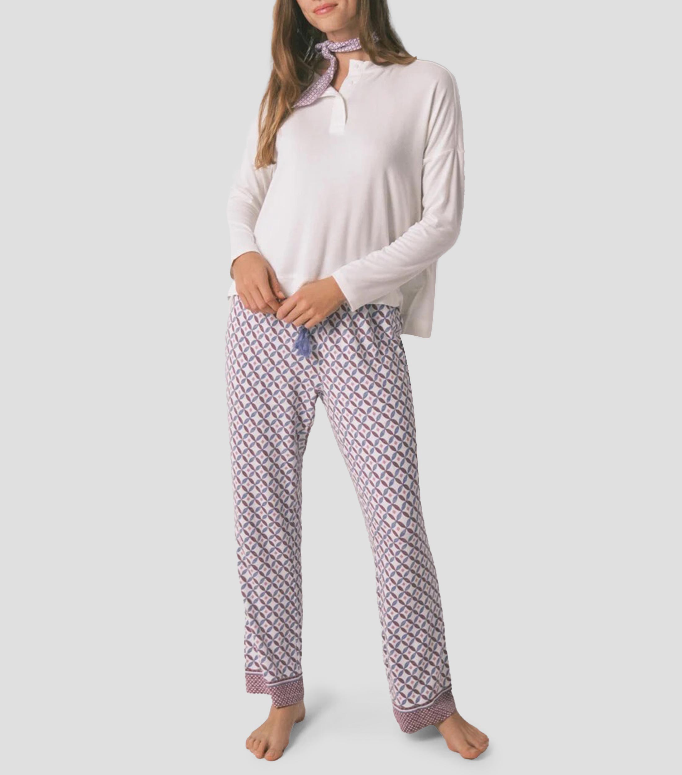 Playera cuello redondo manga larga lisa Mujer