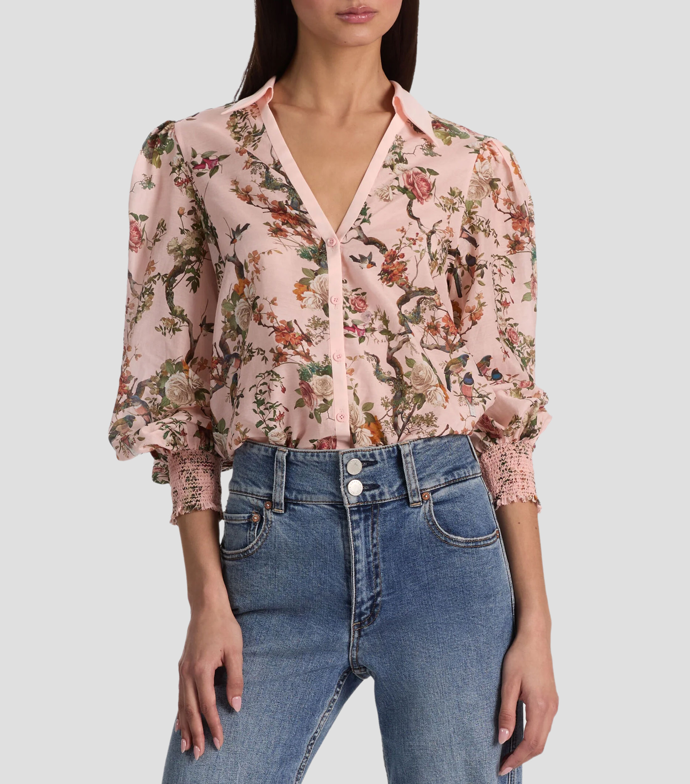 Blusa estampada con manga larga Mujer