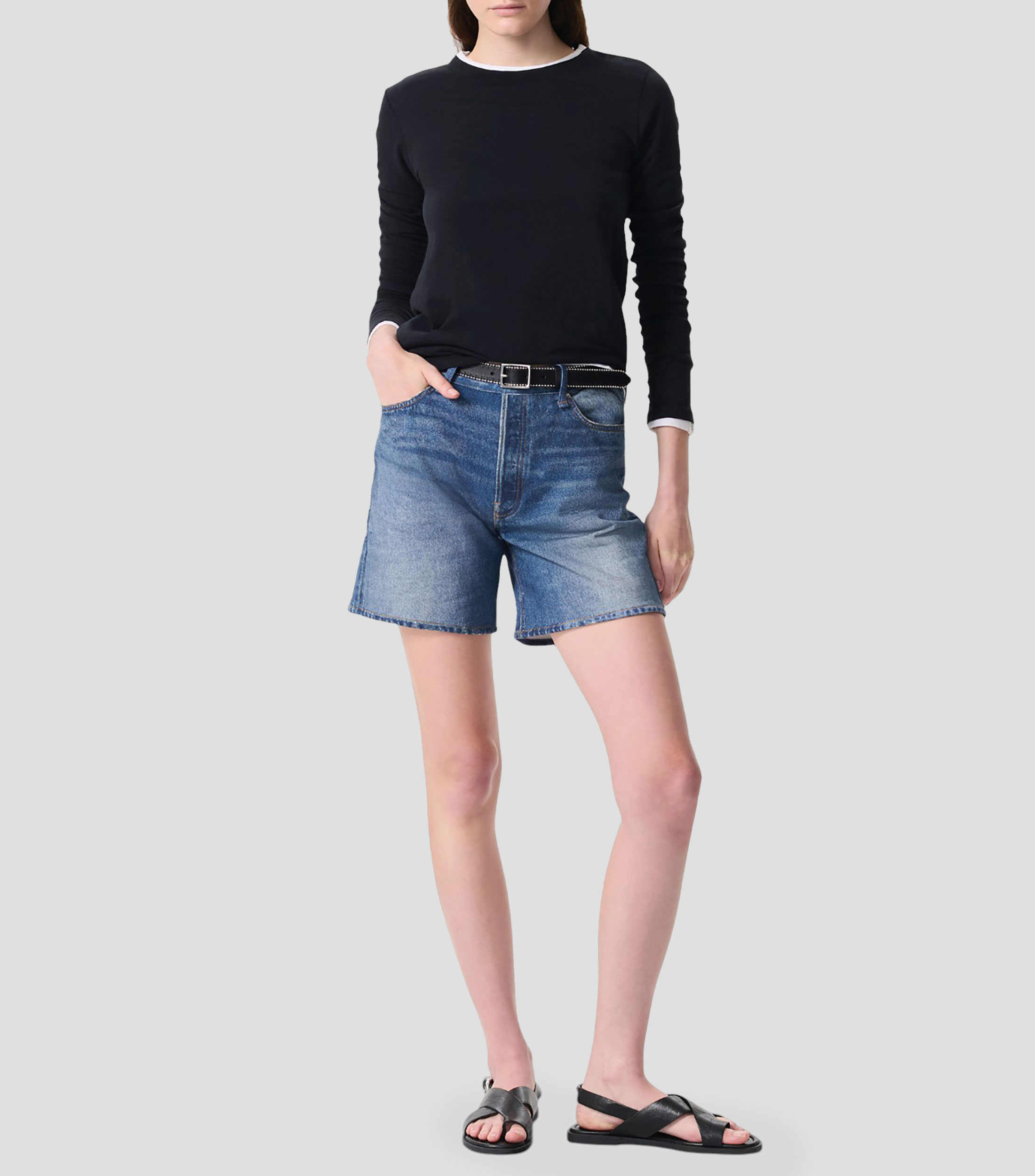 Short de mezclilla sólido Mujer