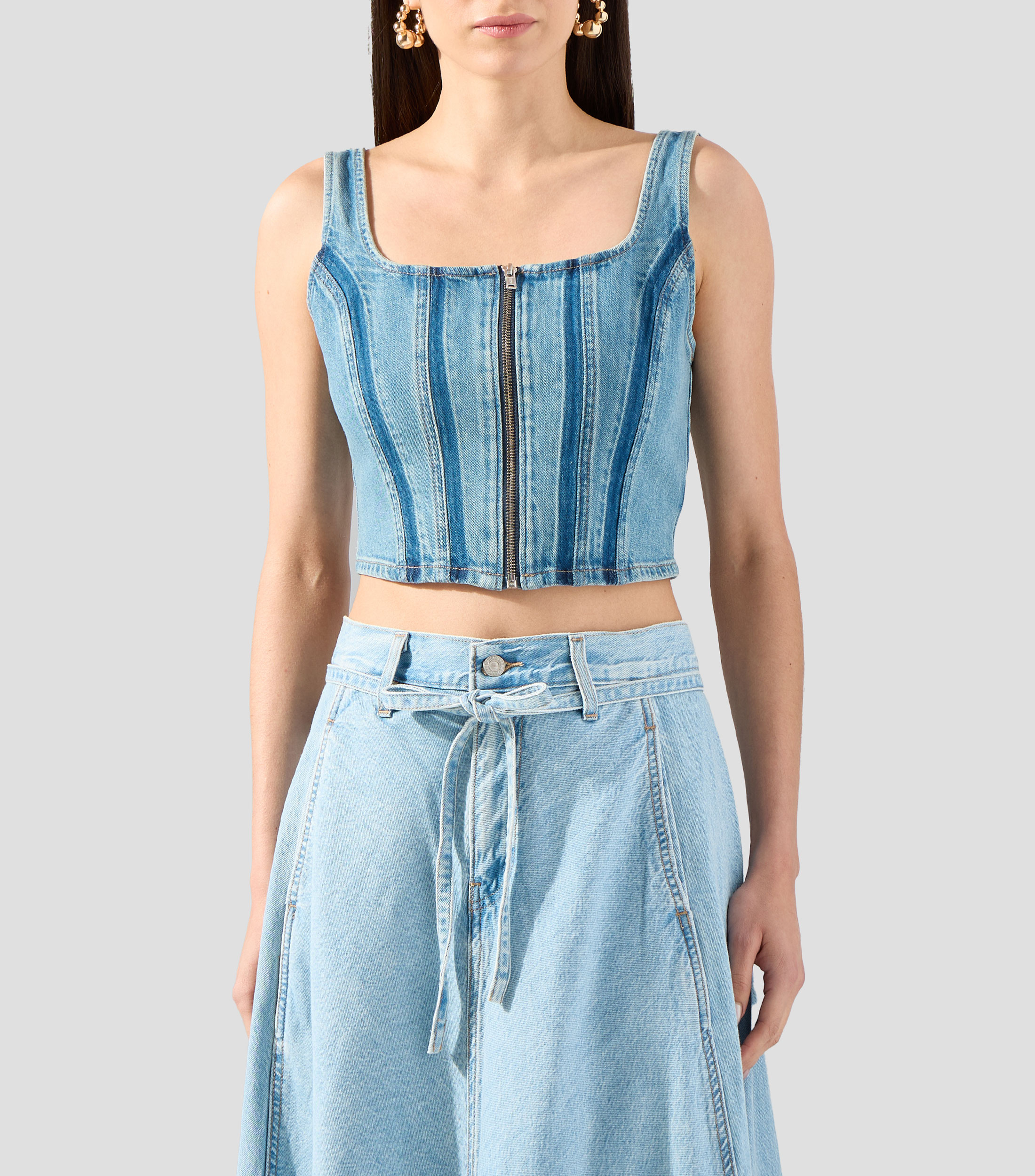 Blusa de mezclilla jaspeada sin mangas Mujer