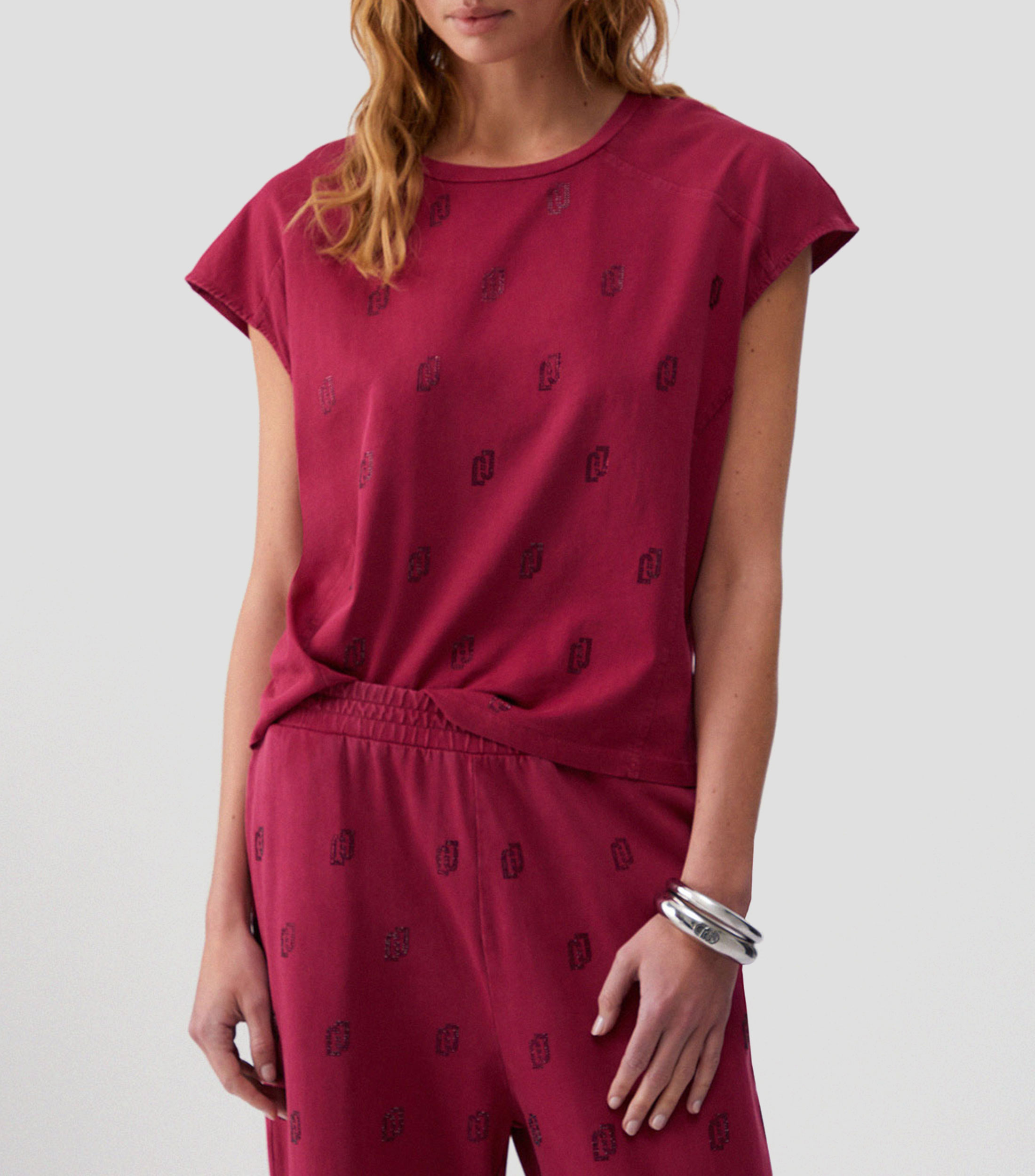Playera de punto con strass Mujer