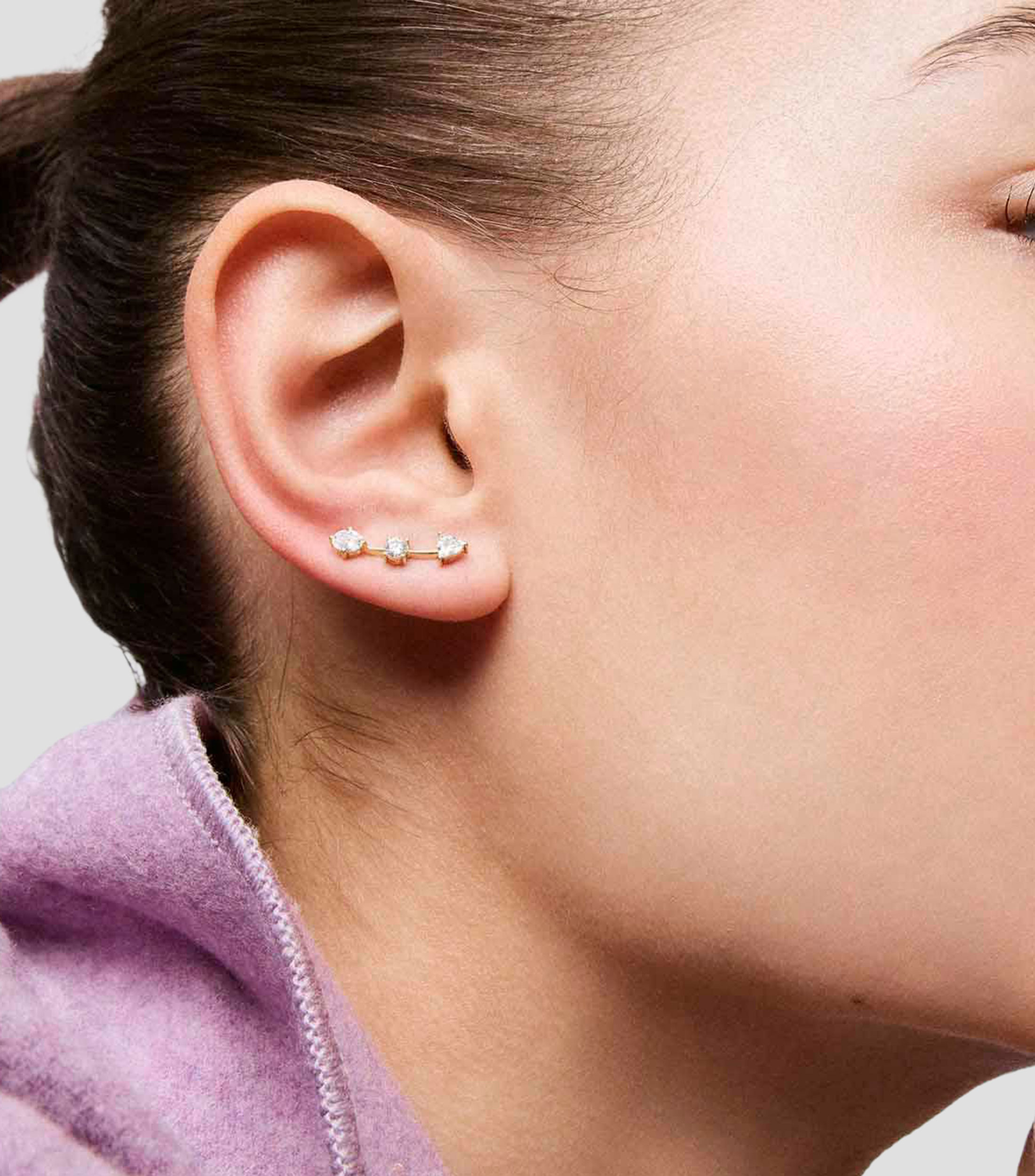 Arete individual en Oro amarillo de 14 Kilates con diamantes de laboratorio Mujer