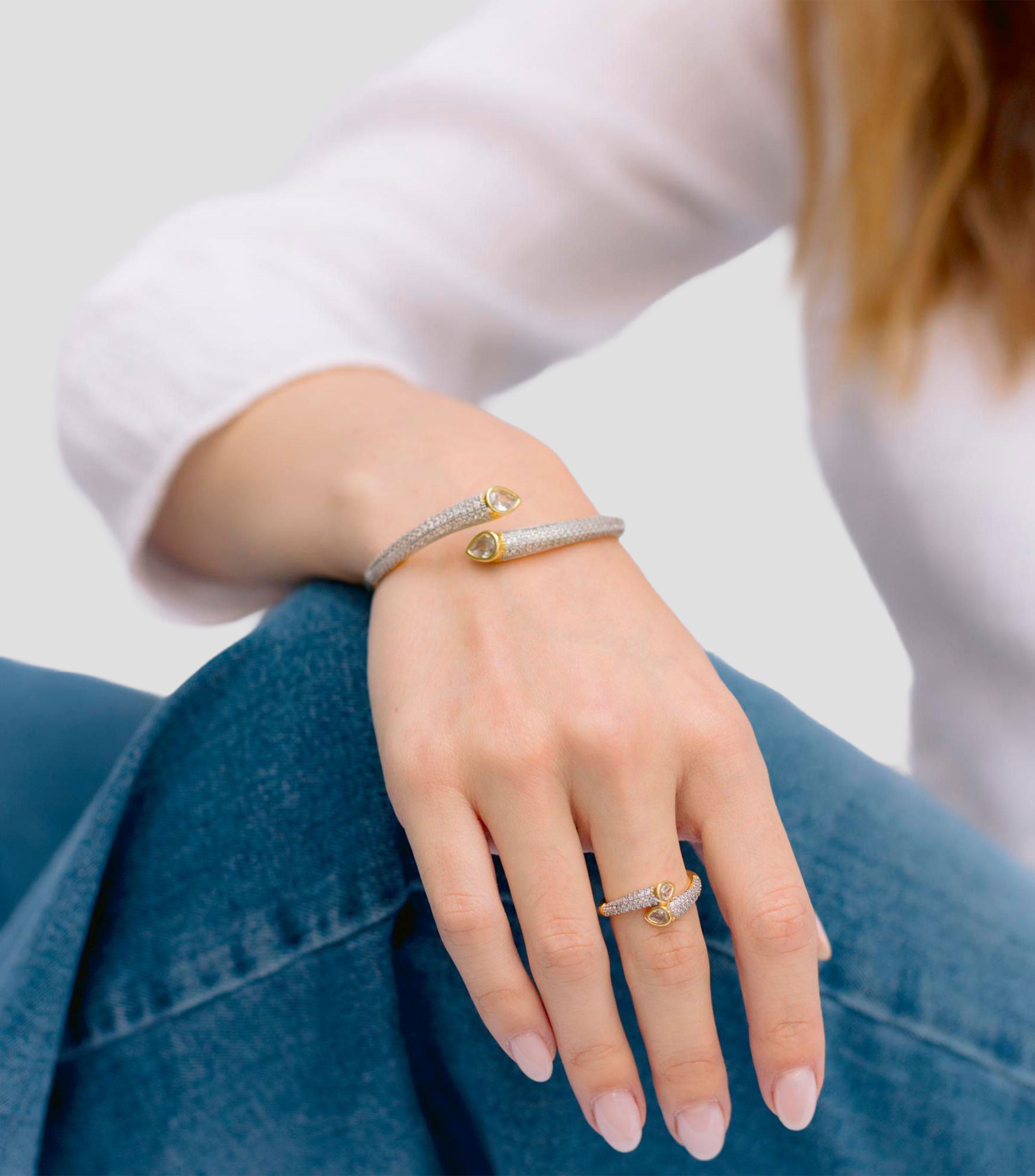 Set de pulsera y anillo Zirconias Gema Mujer