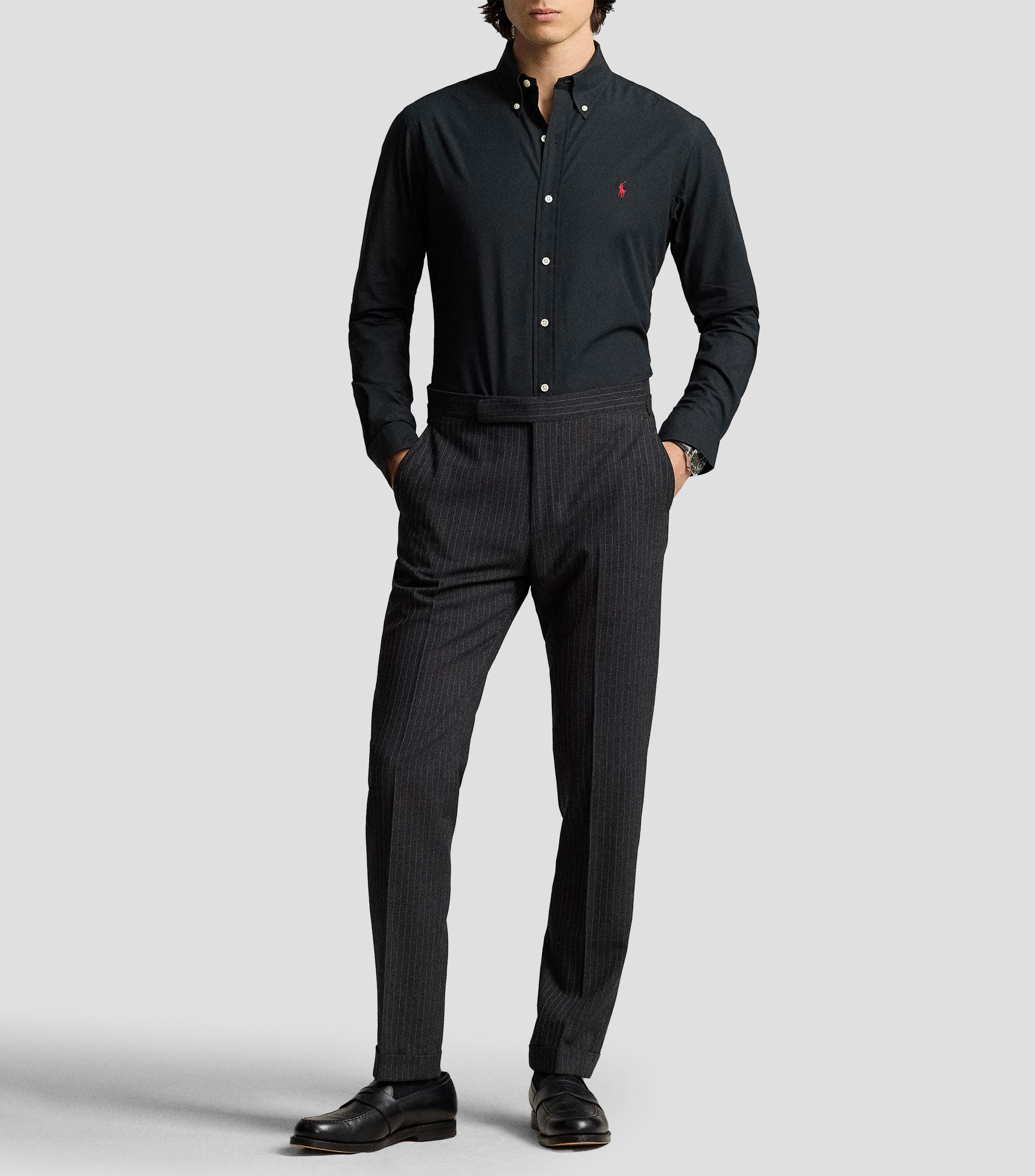 Camisa lisa con manga larga Hombre