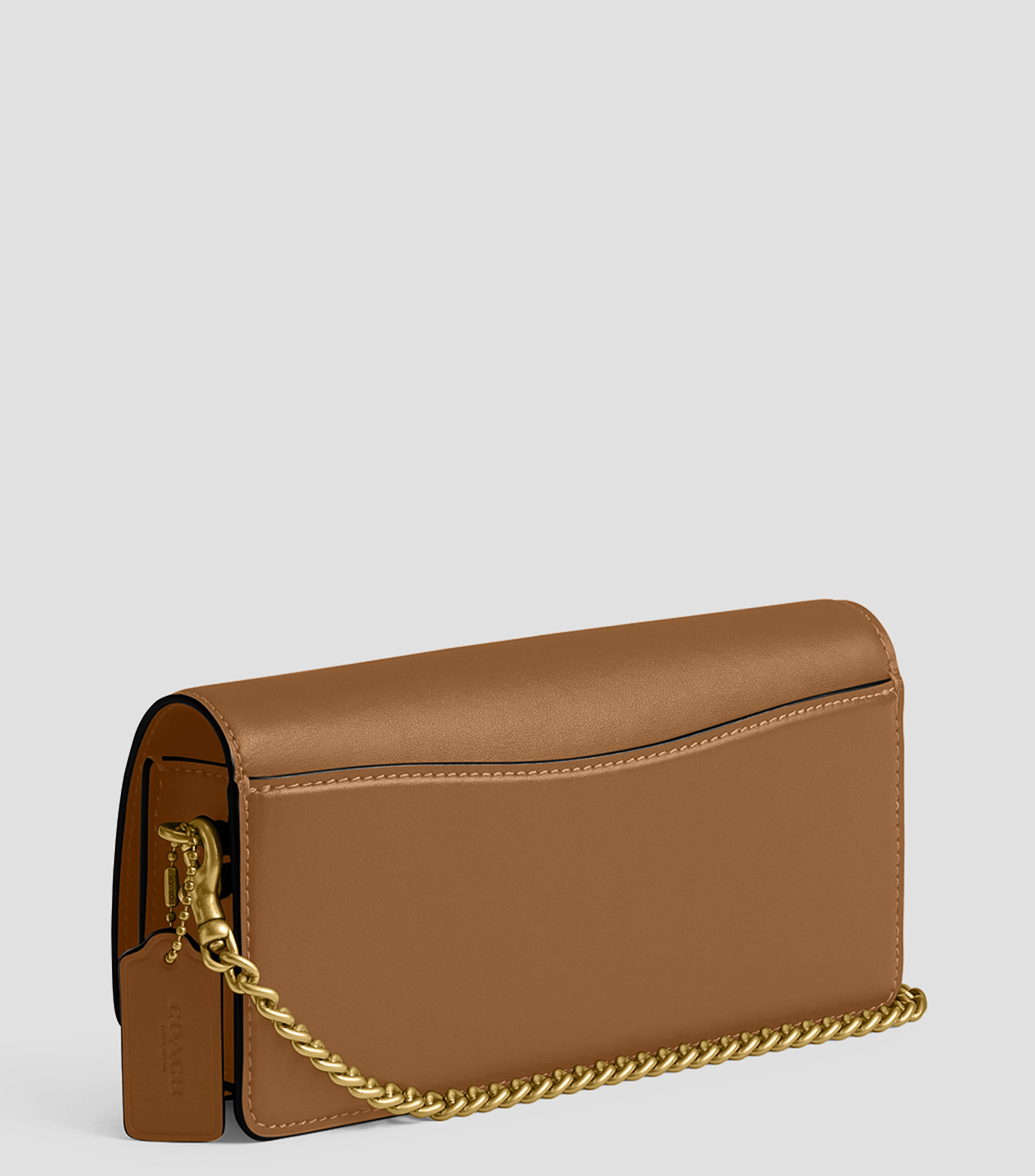 Bolsa crossbody tipo cartera cafe en piel Mujer