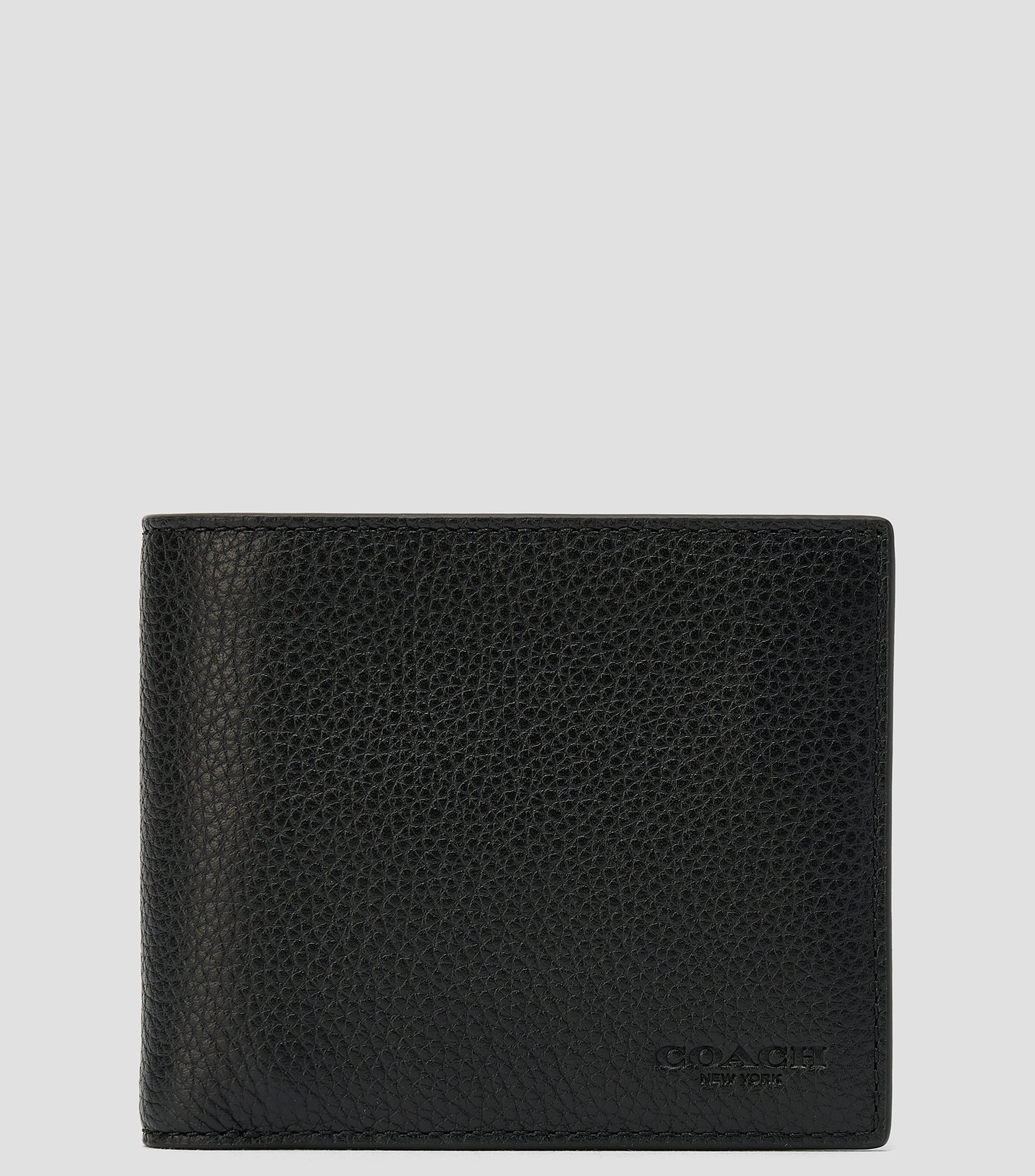 Cartera bifold en piel negra lisa Hombre