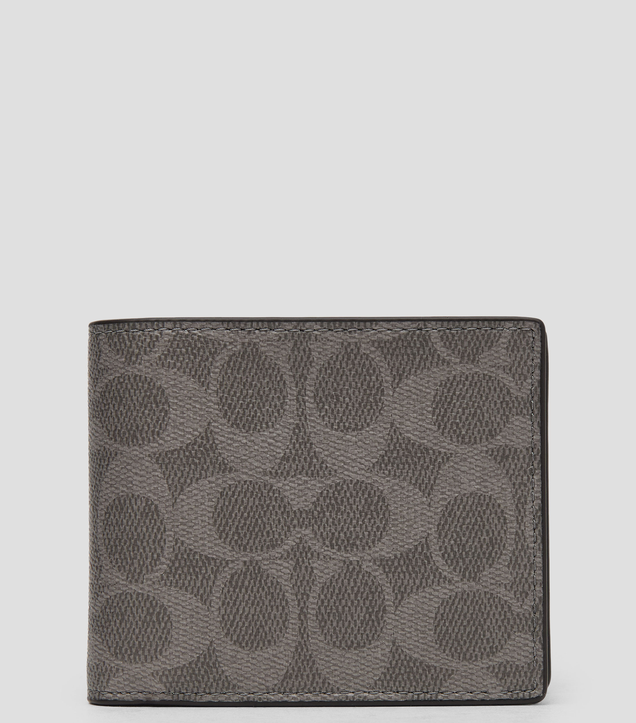 Cartera bifold gris Signature estampada Hombre